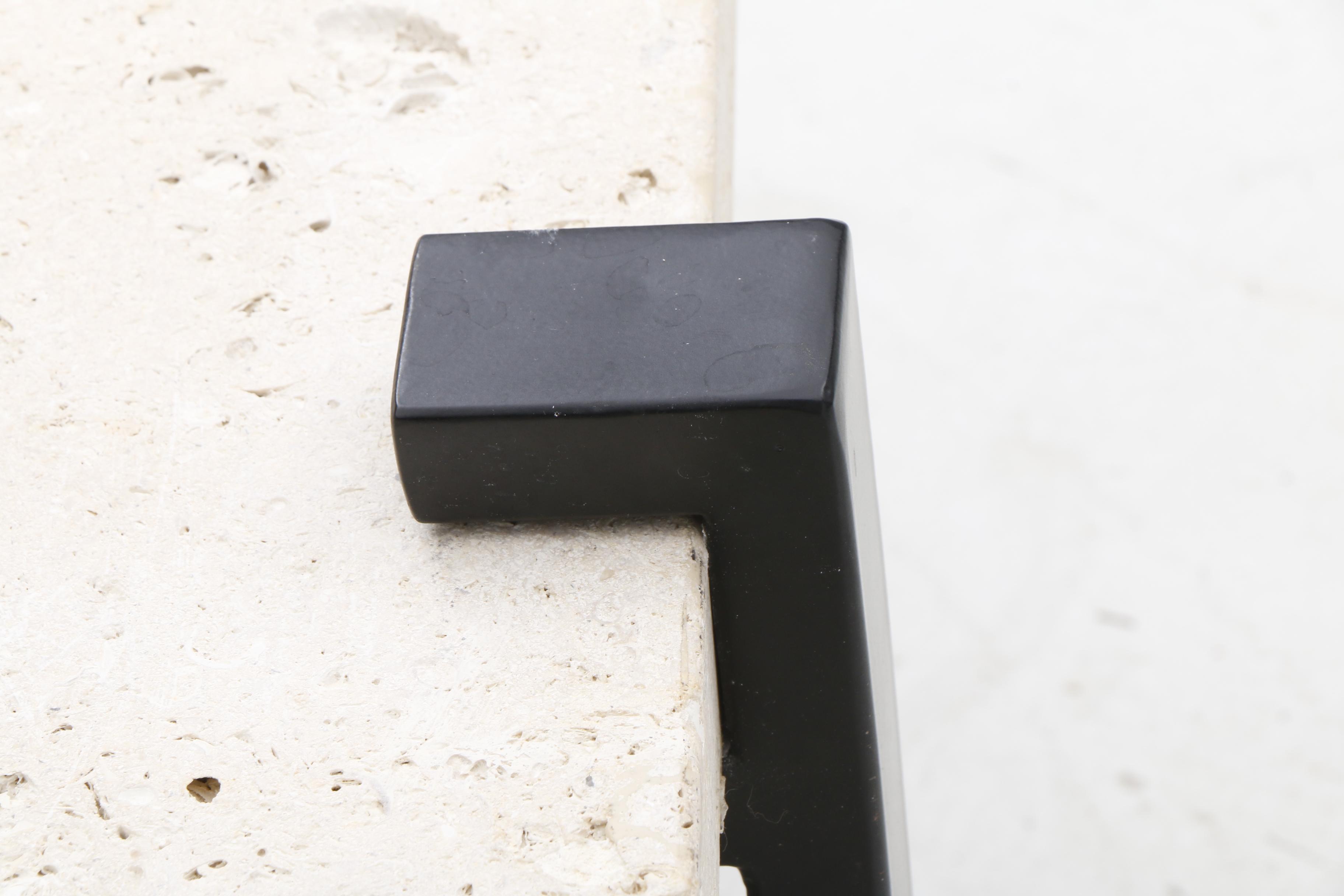 Metal X-Frame Table Base with Travertine Top