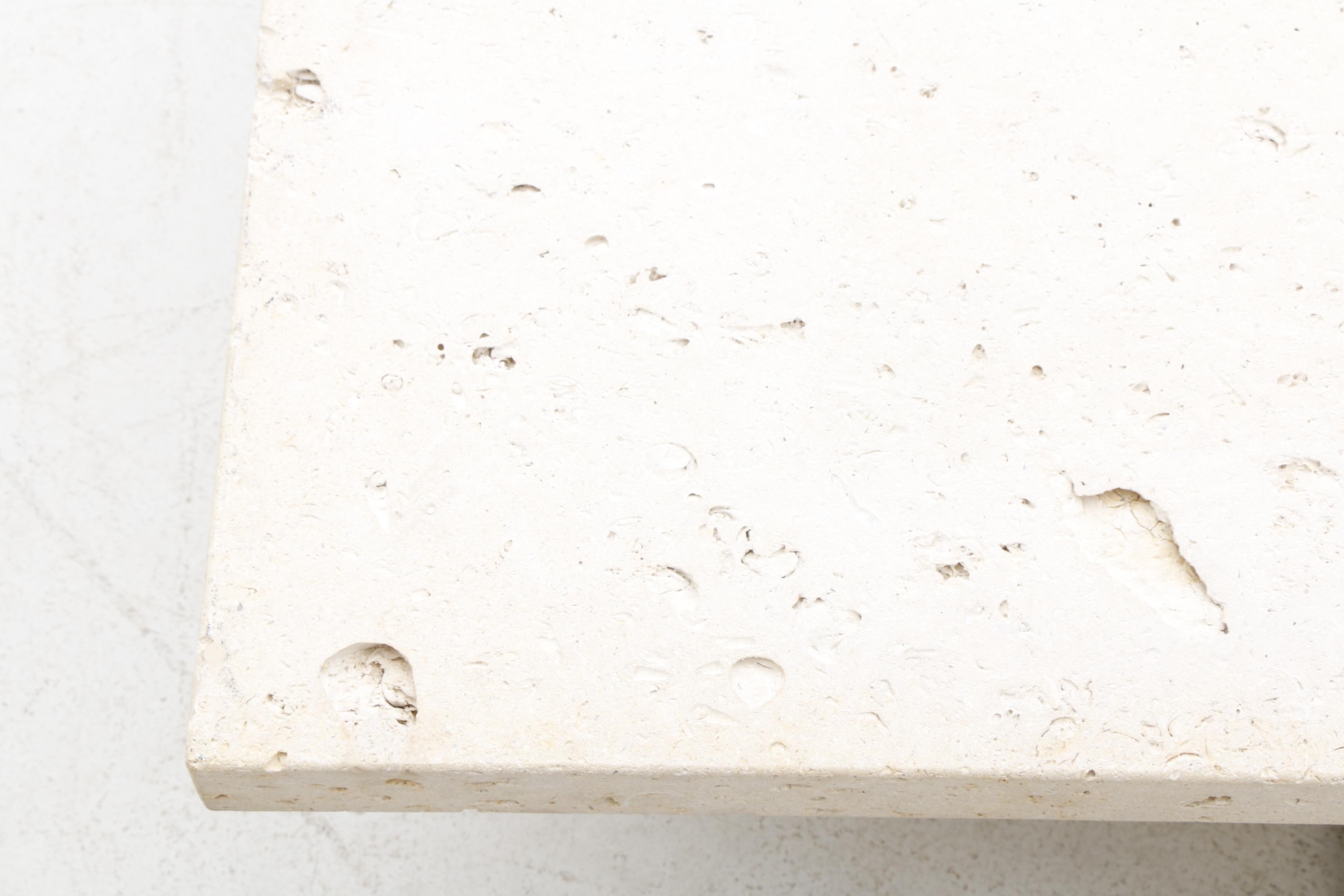 Metal X-Frame Table Base with Travertine Top