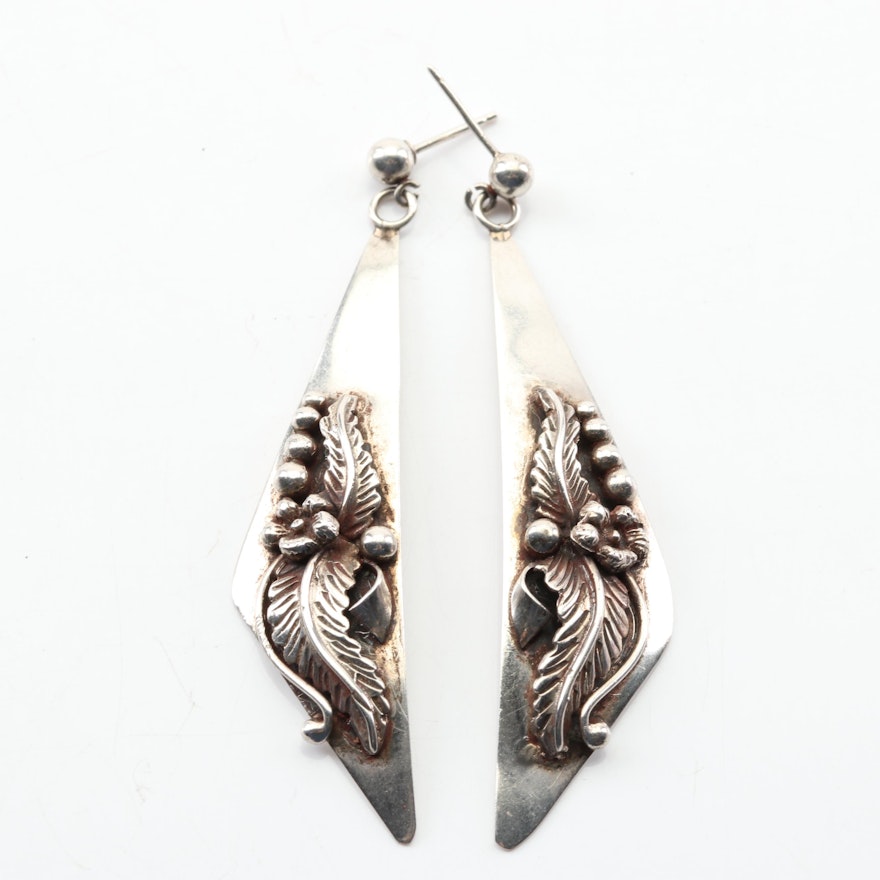 Southwestern Style Sterling Silver Dangle Earrings
