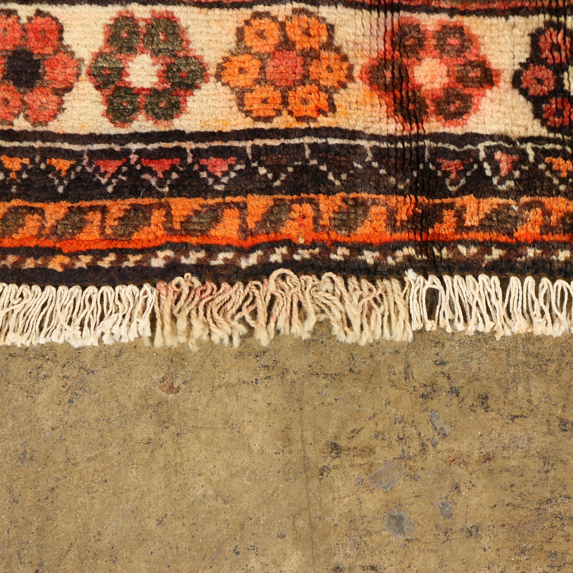 Hand-Knotted Inscribed Persian Behbehan Luri Wool Rug