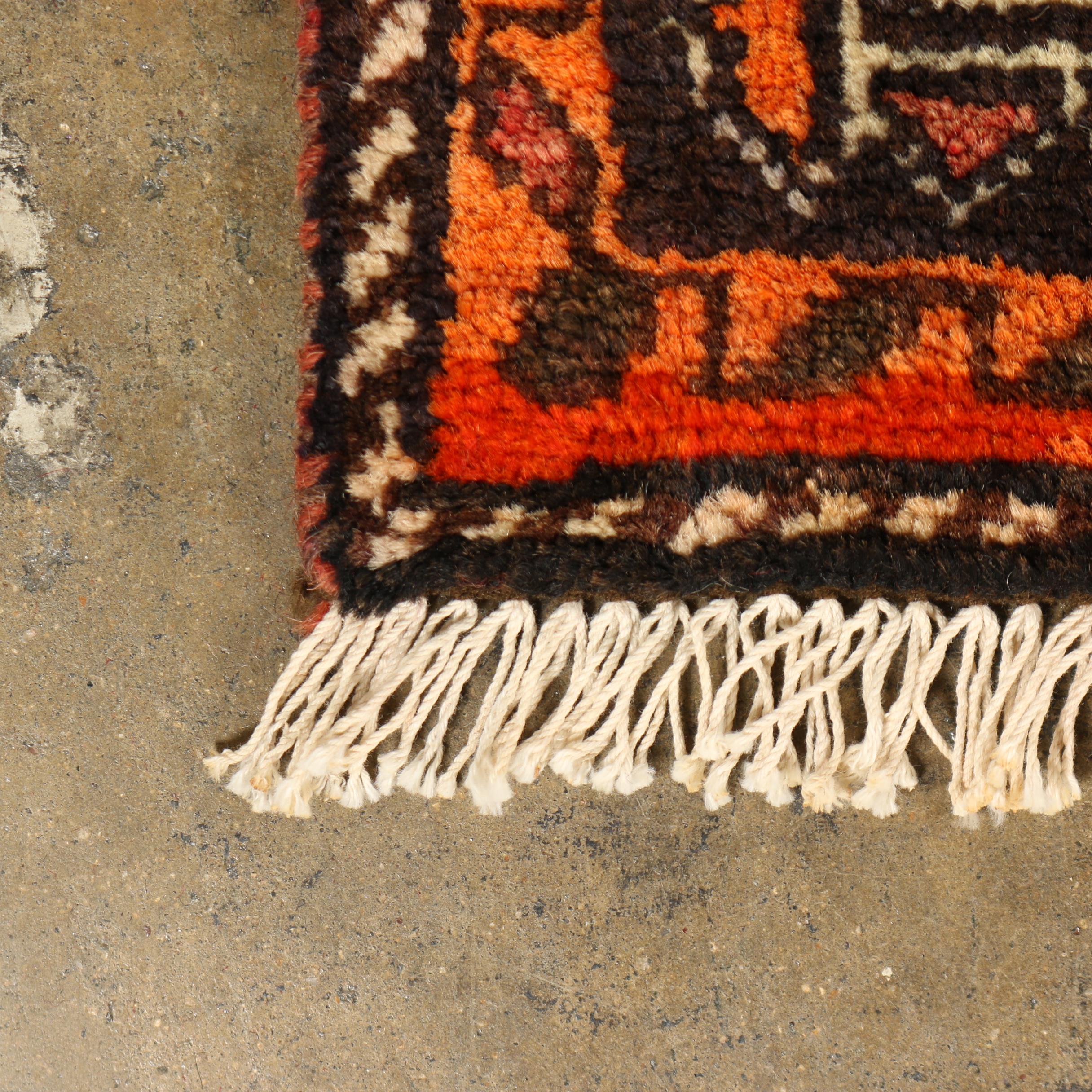 Hand-Knotted Inscribed Persian Behbehan Luri Wool Rug