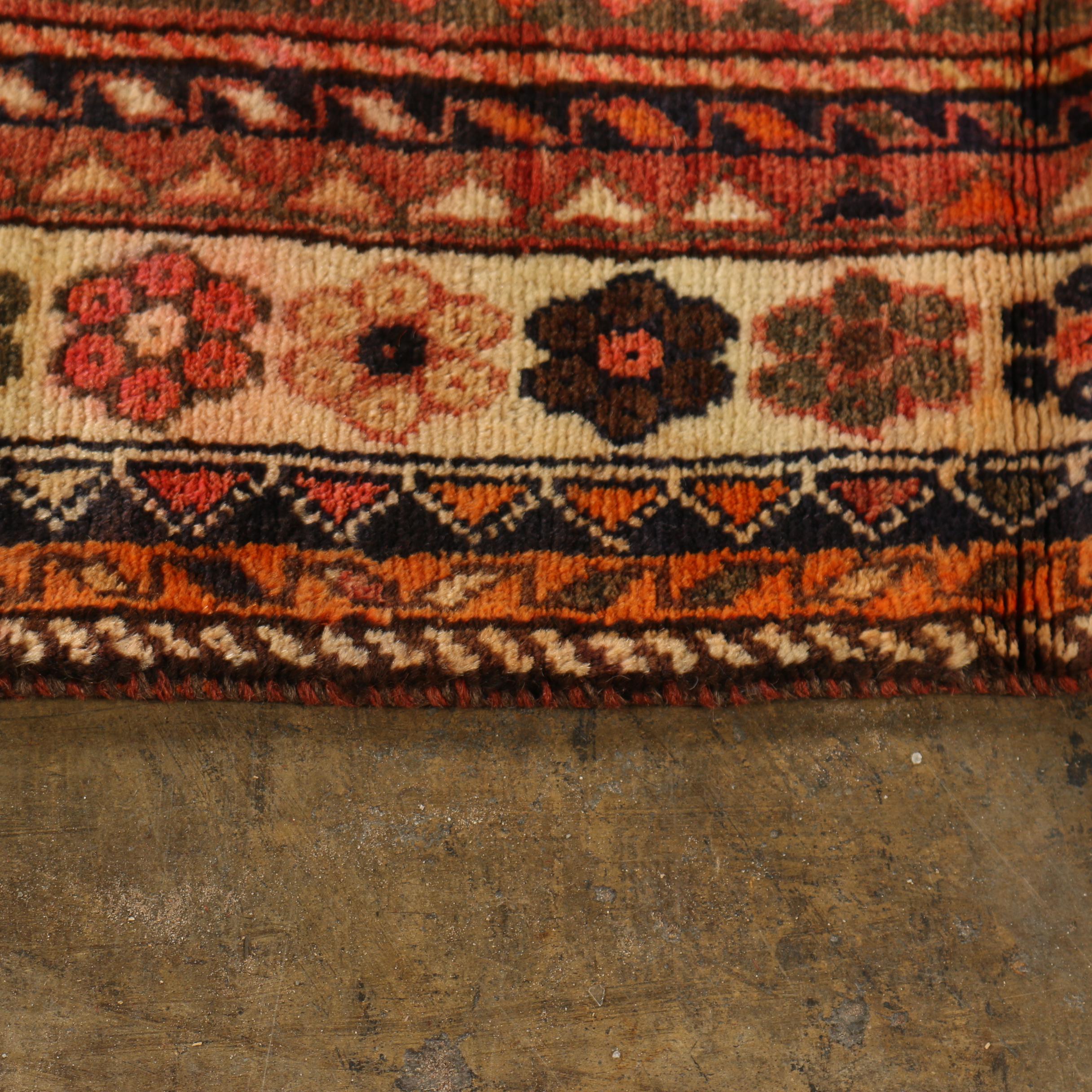 Hand-Knotted Inscribed Persian Behbehan Luri Wool Rug