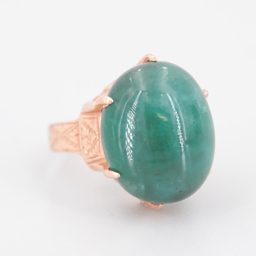 Victorian 10K Rose Gold 19.81 CT Emerald Ring