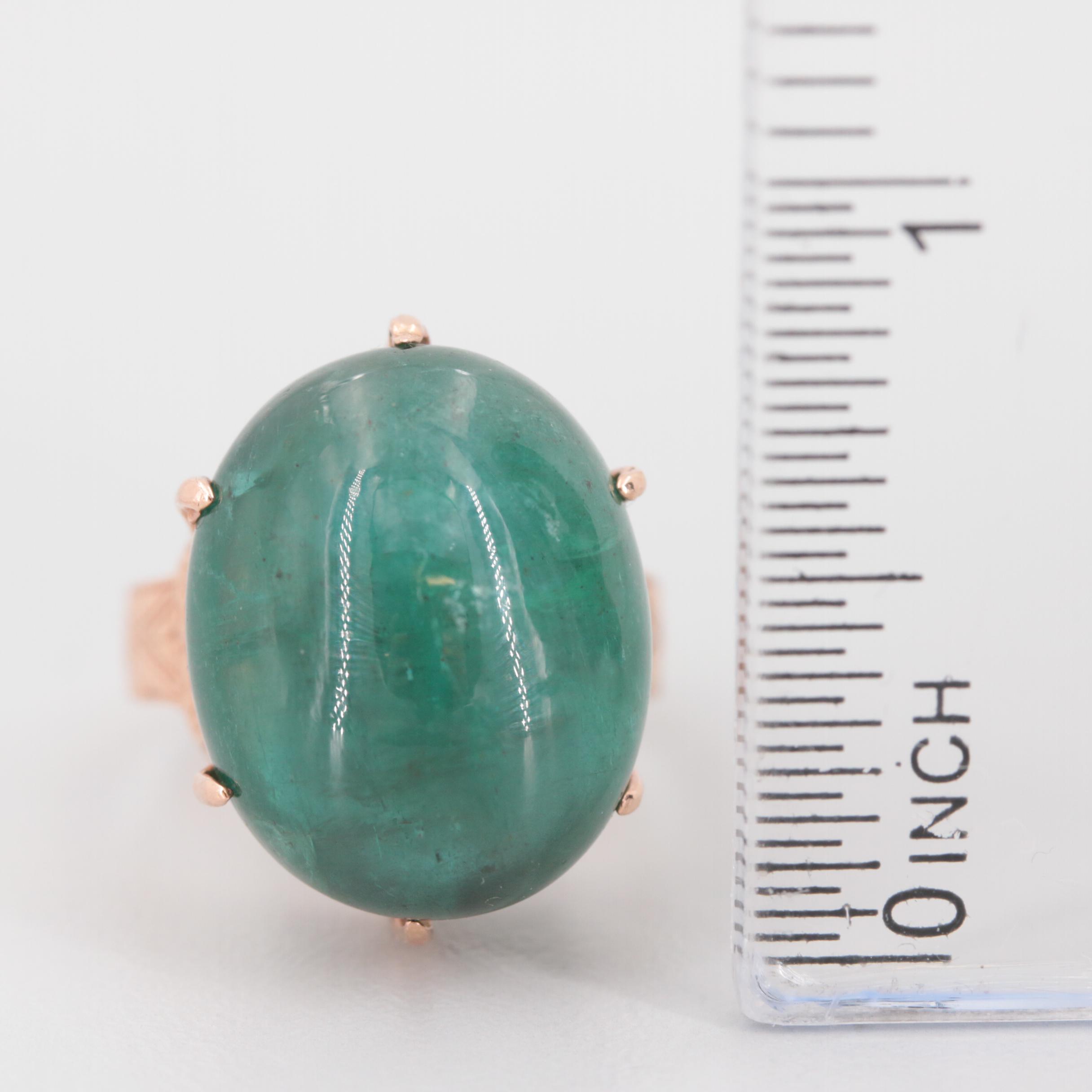 Victorian 10K Rose Gold 19.81 CT Emerald Ring