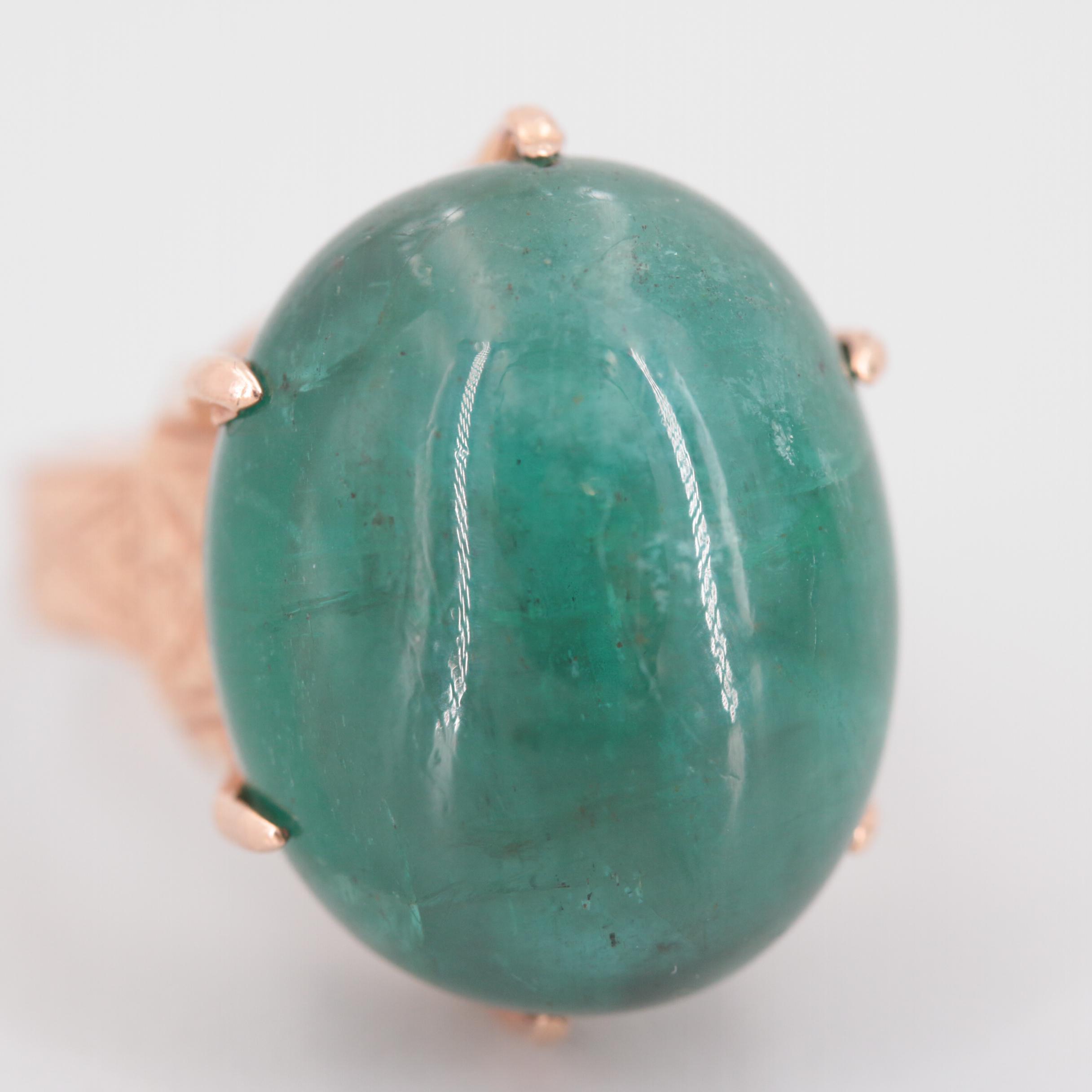 Victorian 10K Rose Gold 19.81 CT Emerald Ring