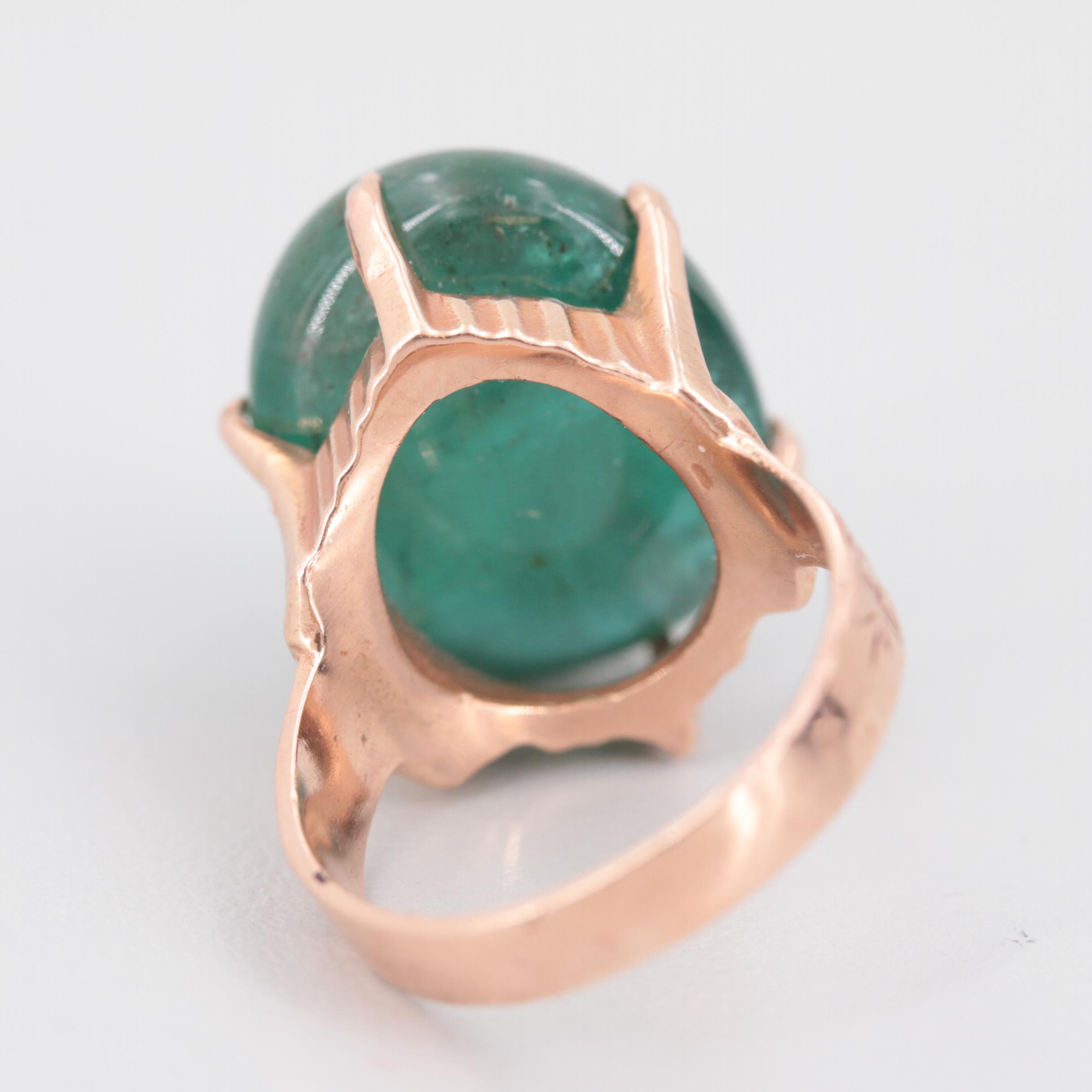 Victorian 10K Rose Gold 19.81 CT Emerald Ring