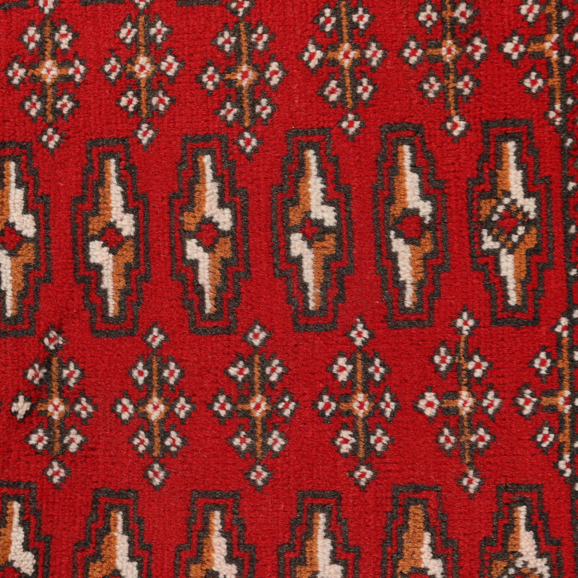 Hand-Knotted Persian Bokhara Wool Rug