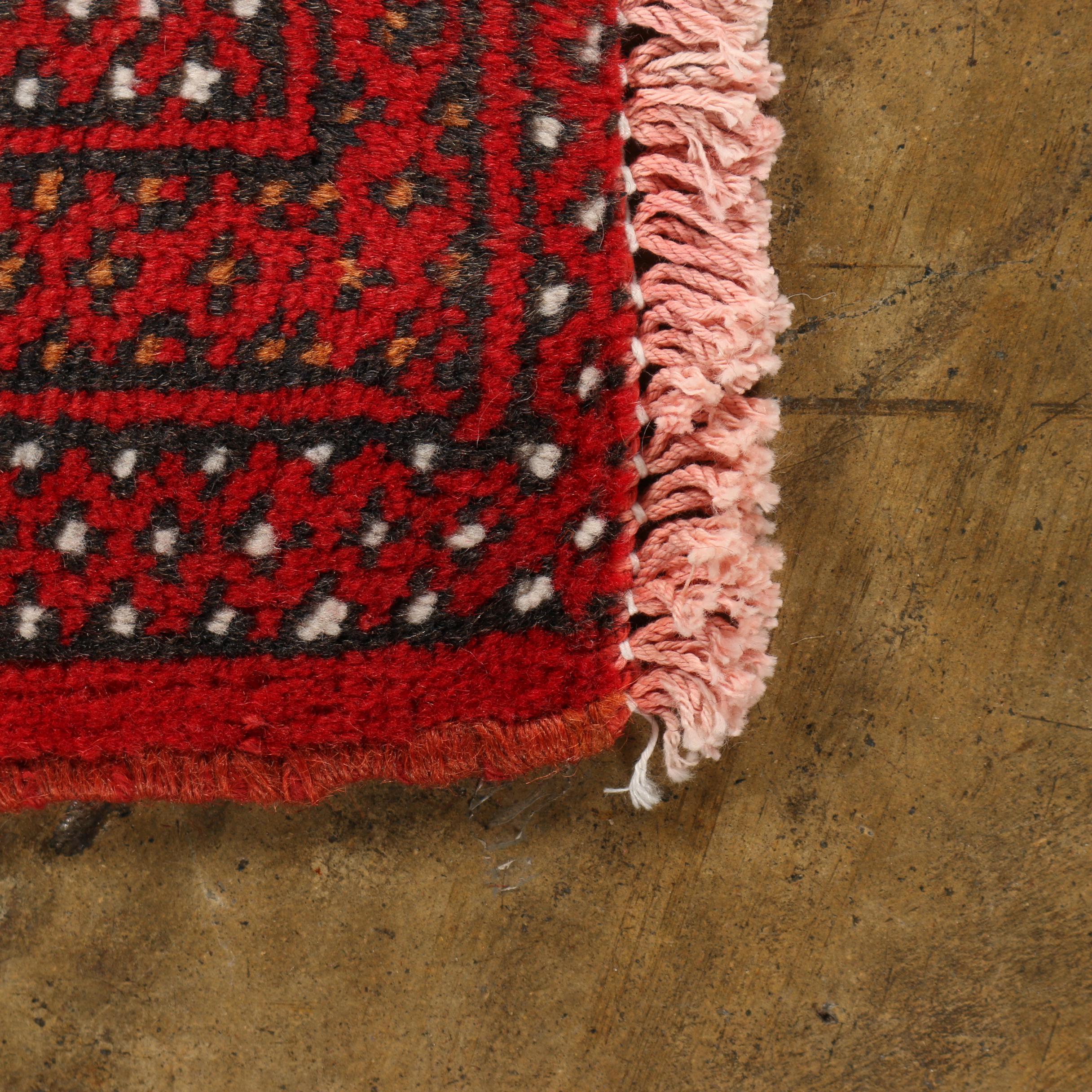 Hand-Knotted Persian Bokhara Wool Rug