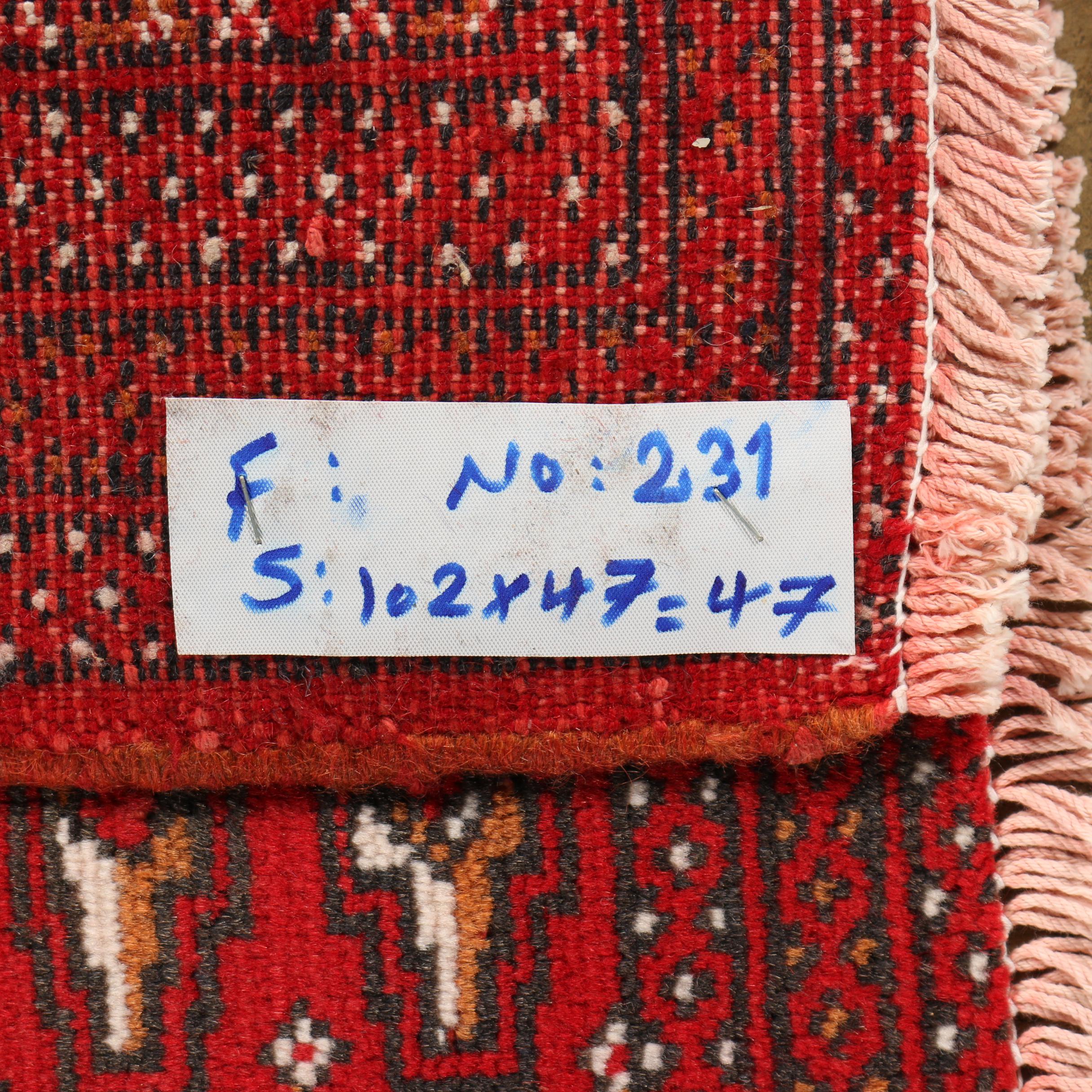 Hand-Knotted Persian Bokhara Wool Rug