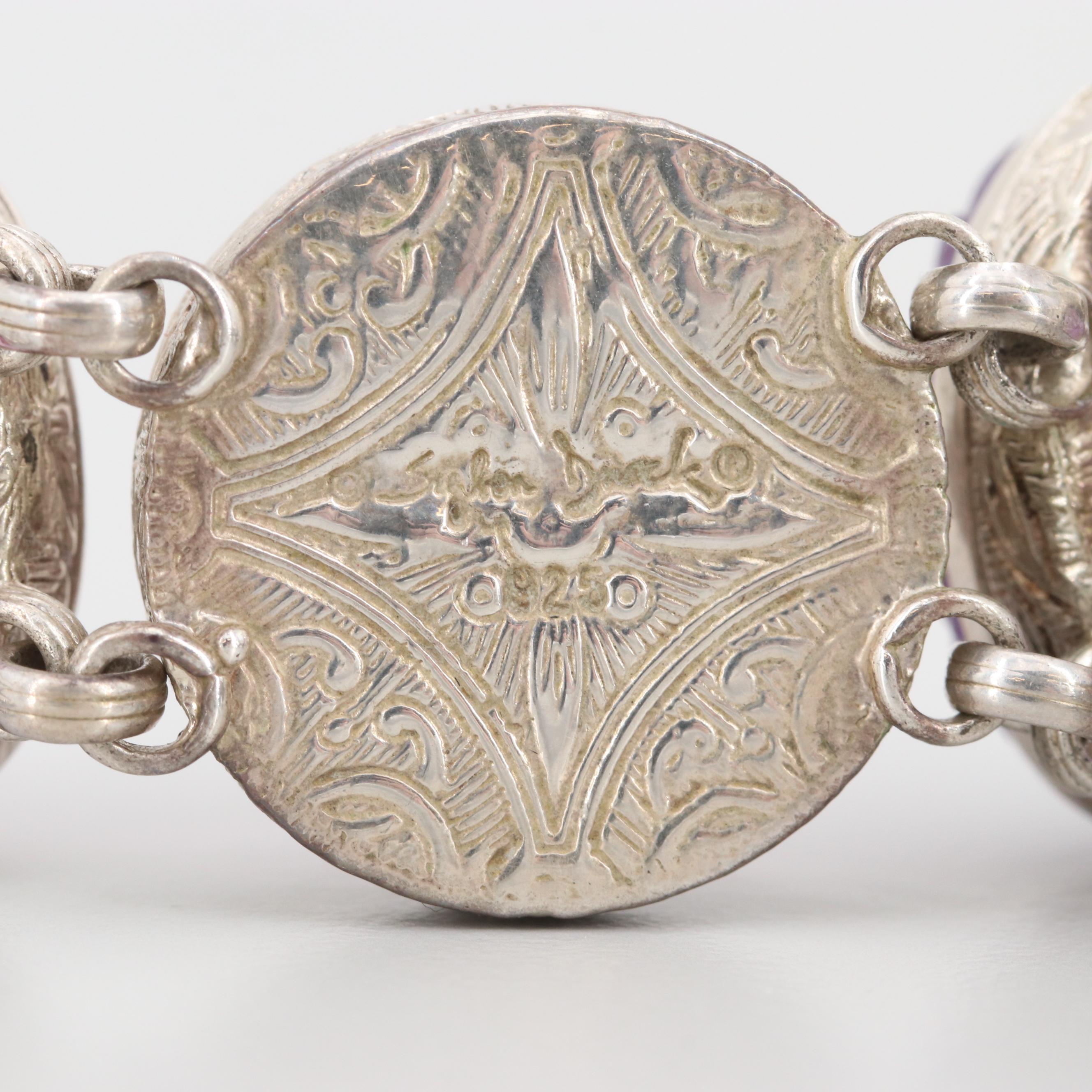 Stephen Dweck Sterling Silver Amethyst and Gemstone Bracelet