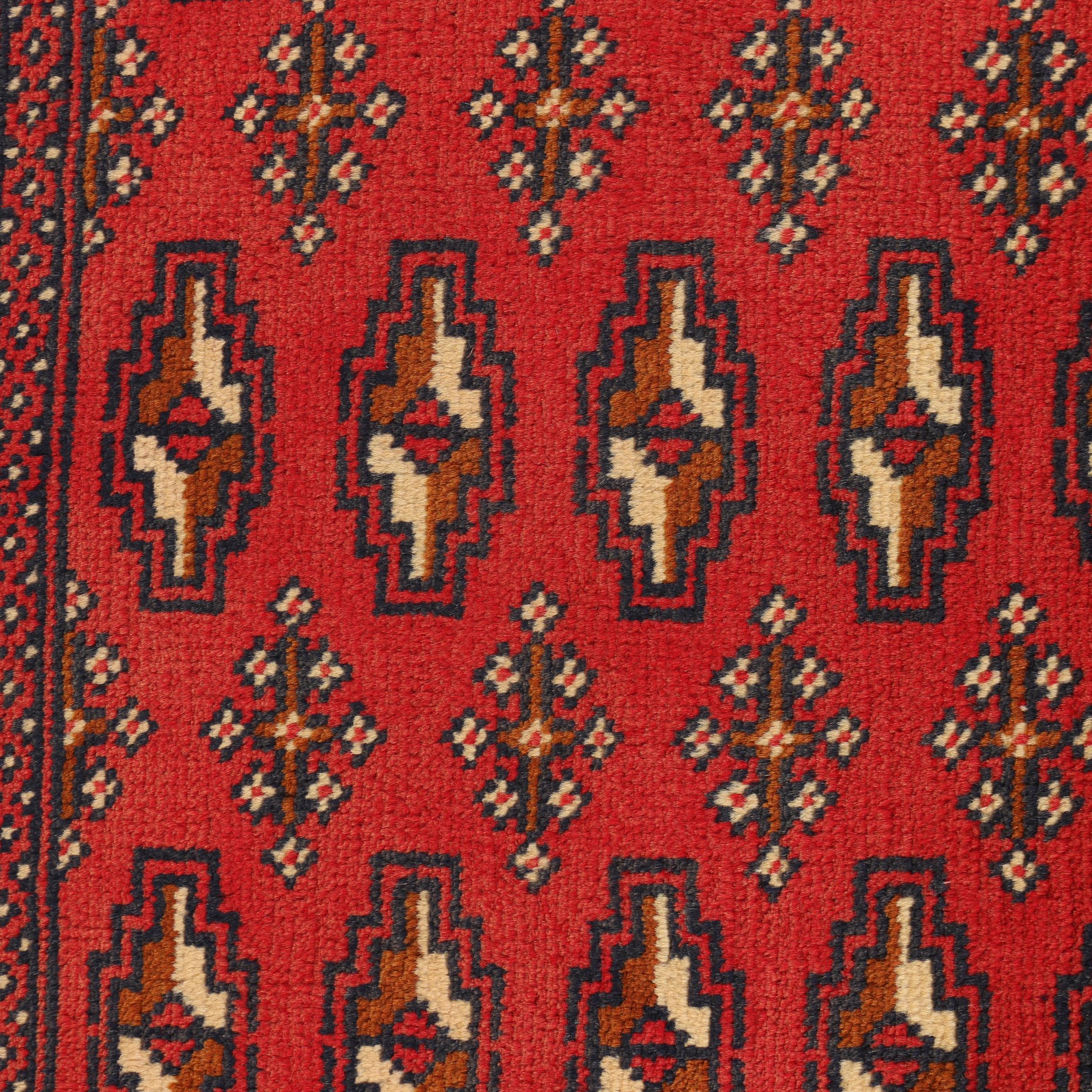 Hand-Knotted Persian Bokhara Wool Accent Rug