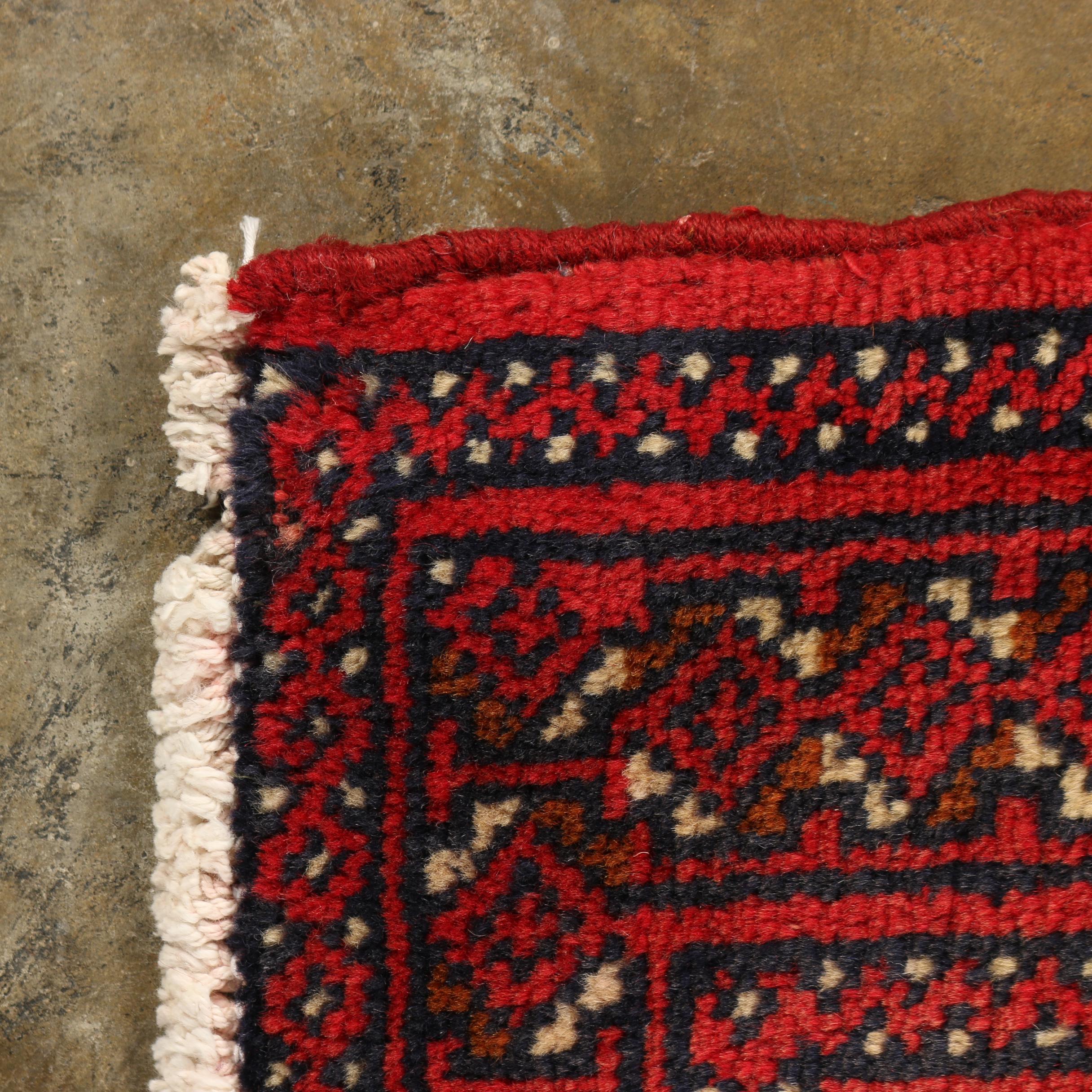 Hand-Knotted Persian Bokhara Wool Accent Rug