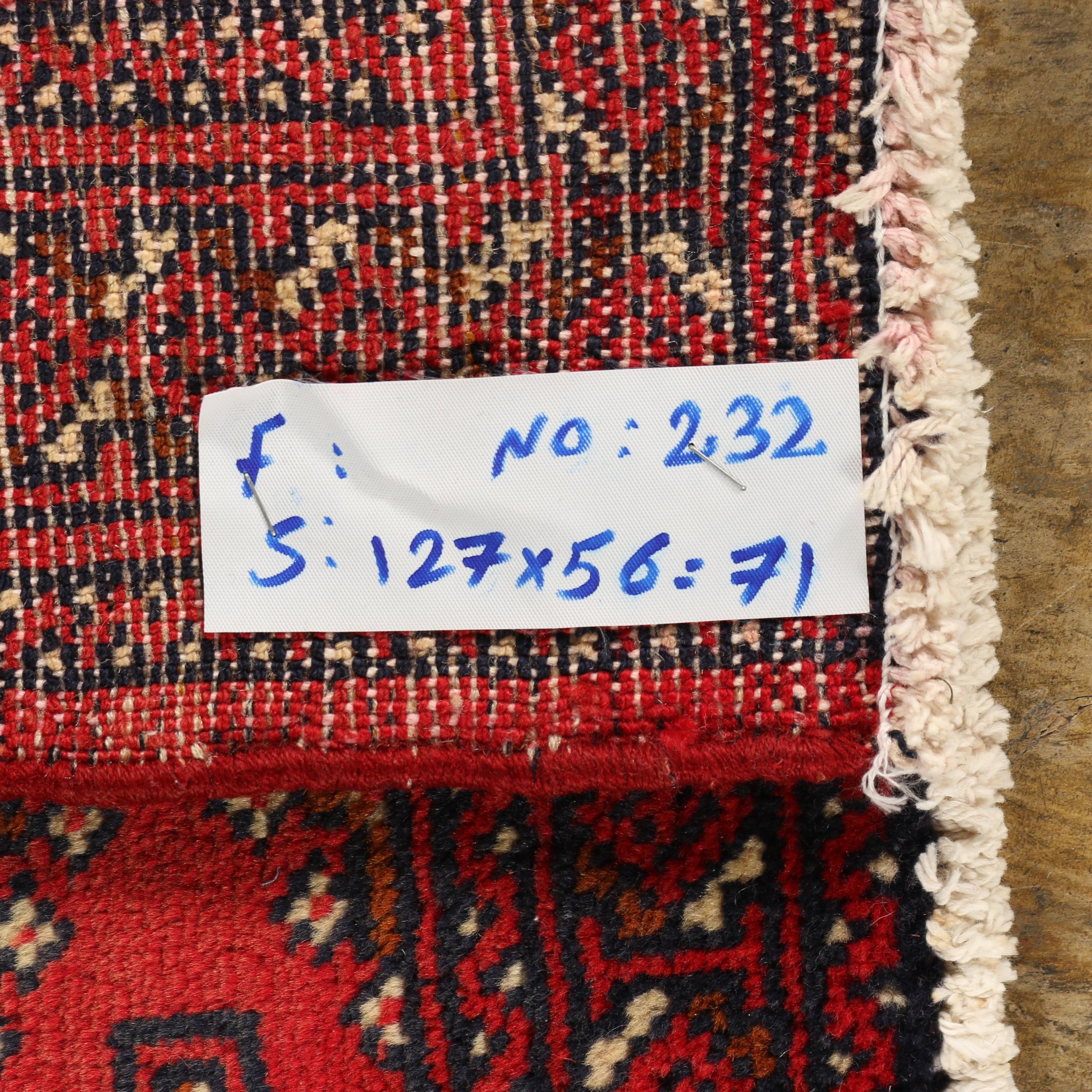 Hand-Knotted Persian Bokhara Wool Accent Rug