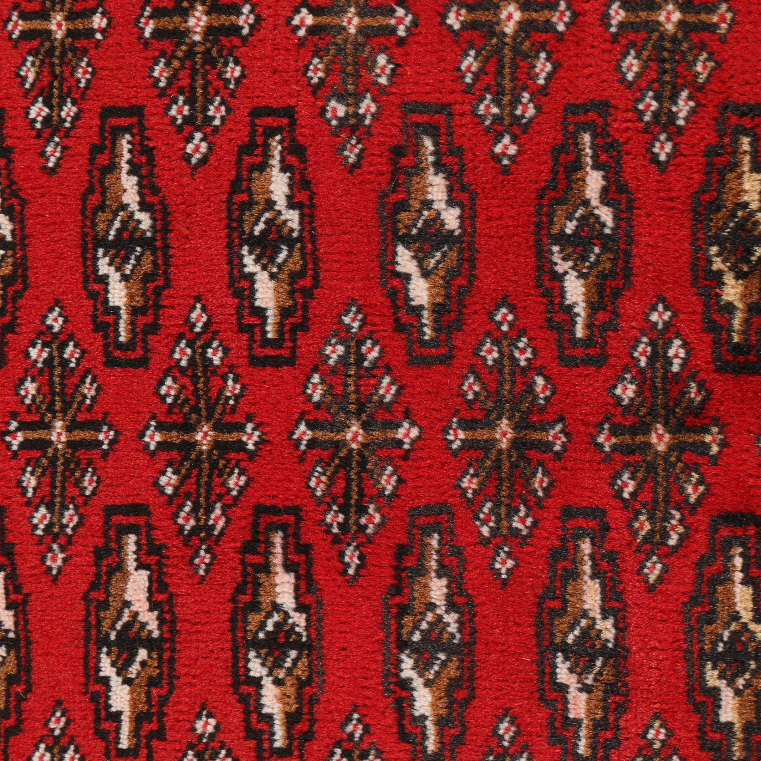 Hand-Knotted Persian Bokhara Wool Accent Rug