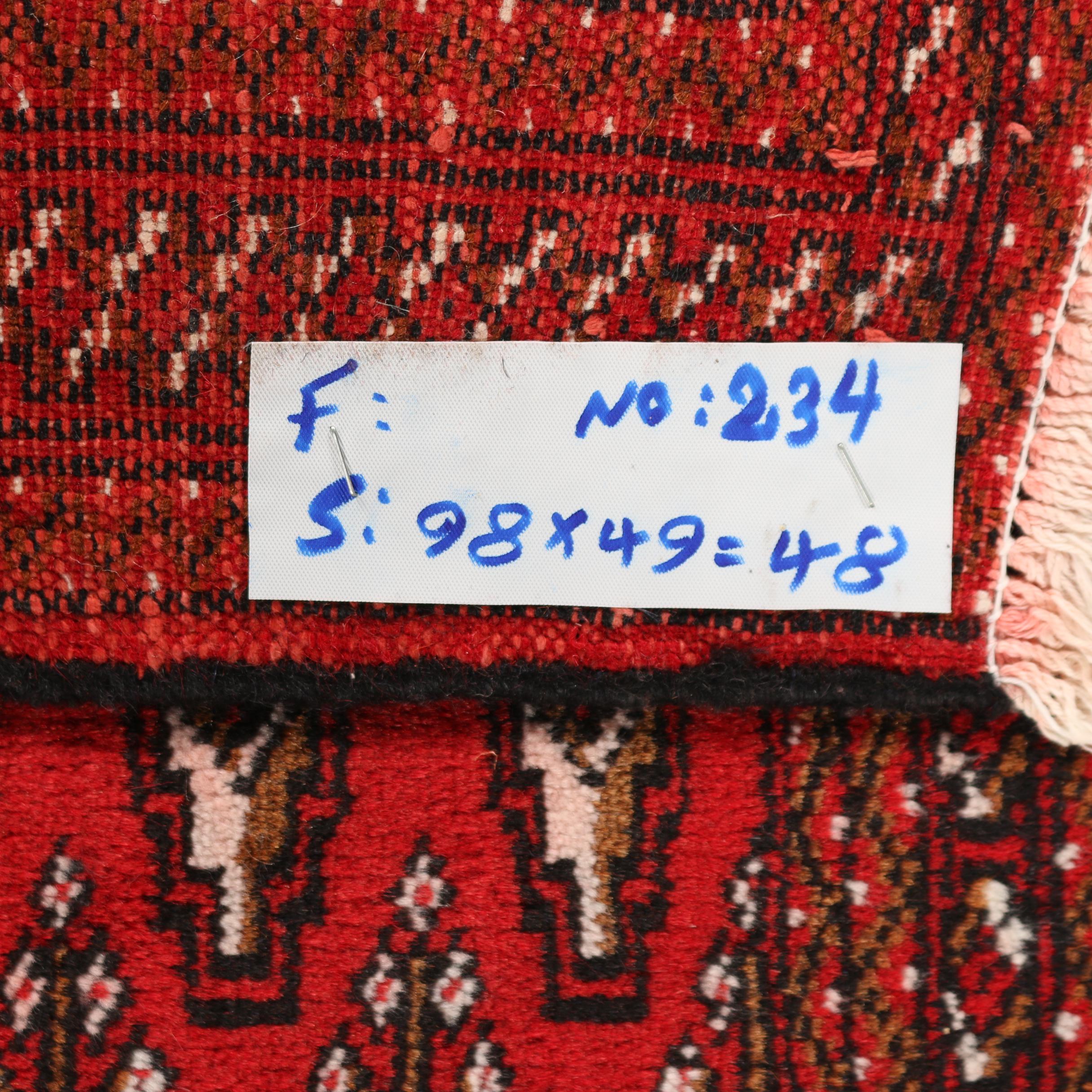 Hand-Knotted Persian Bokhara Wool Accent Rug