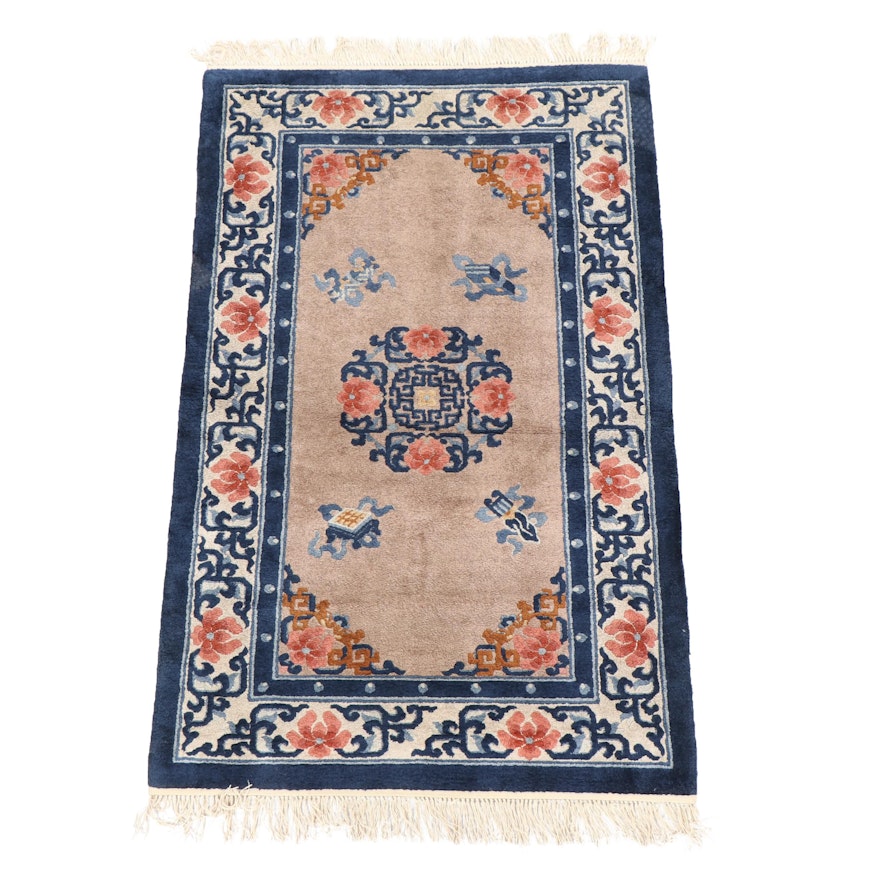 Hand-Knotted Chinese Peking Style Artificial Silk Rug