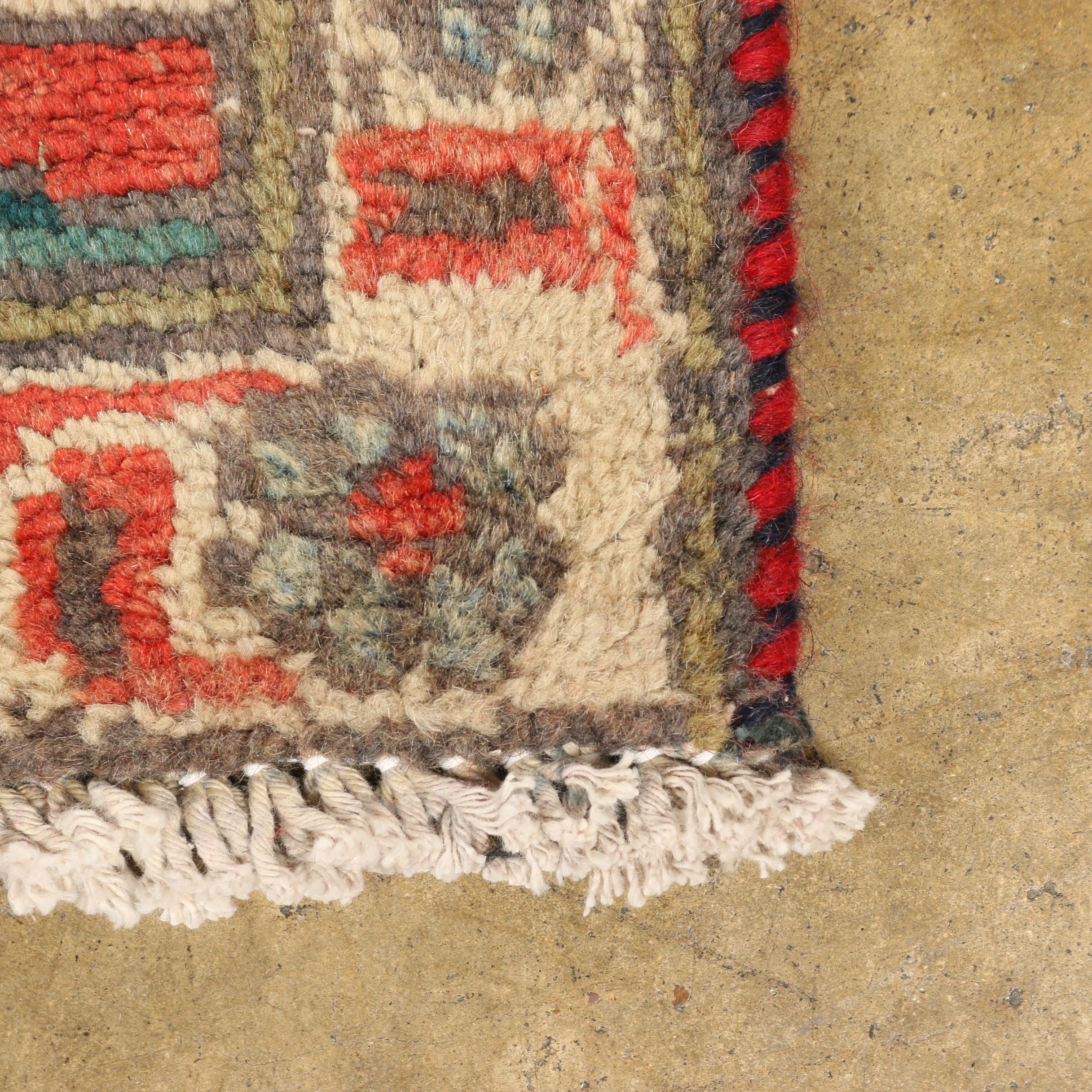 Hand-Knotted Persian Yazd Wool Carpet Runner
