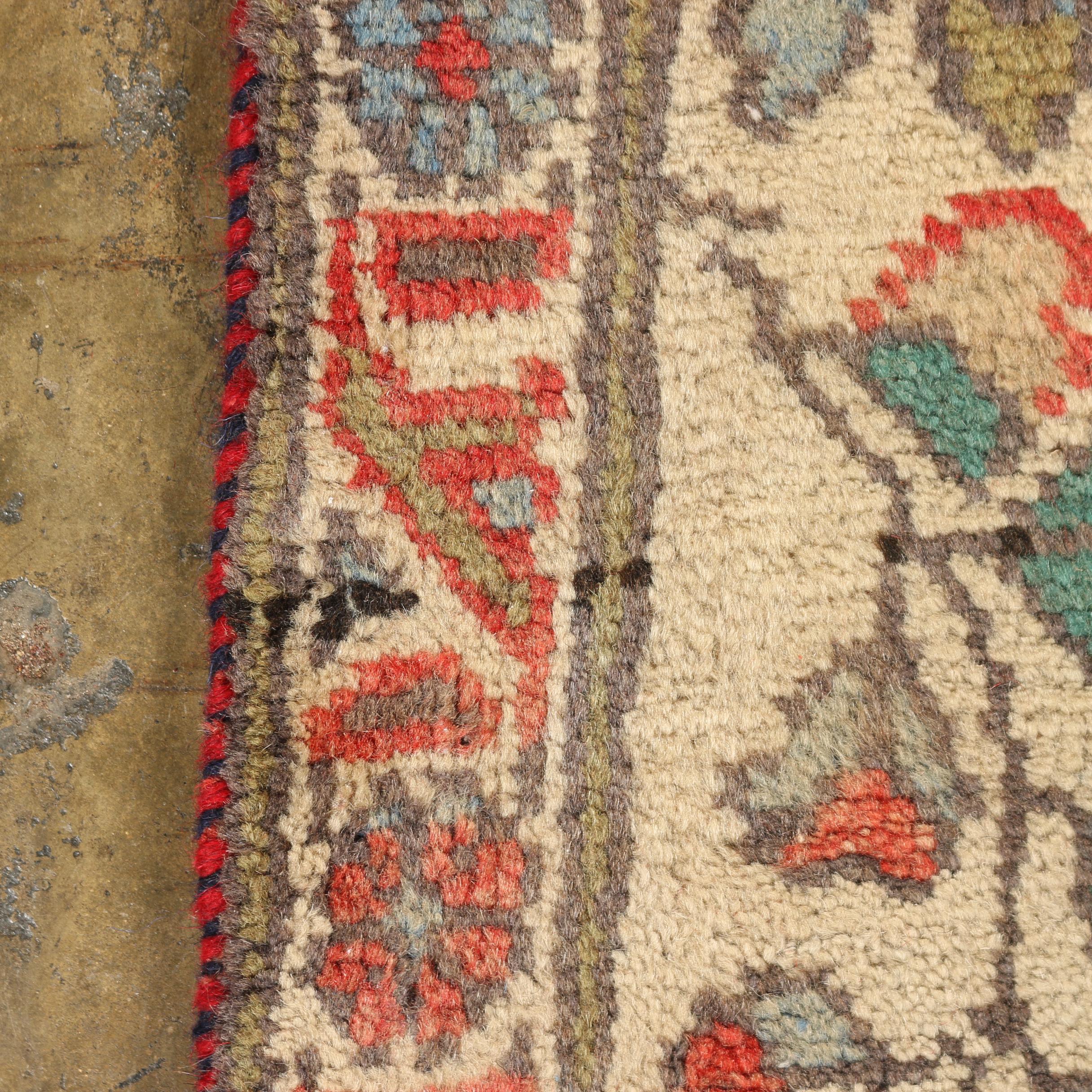 Hand-Knotted Persian Yazd Wool Carpet Runner