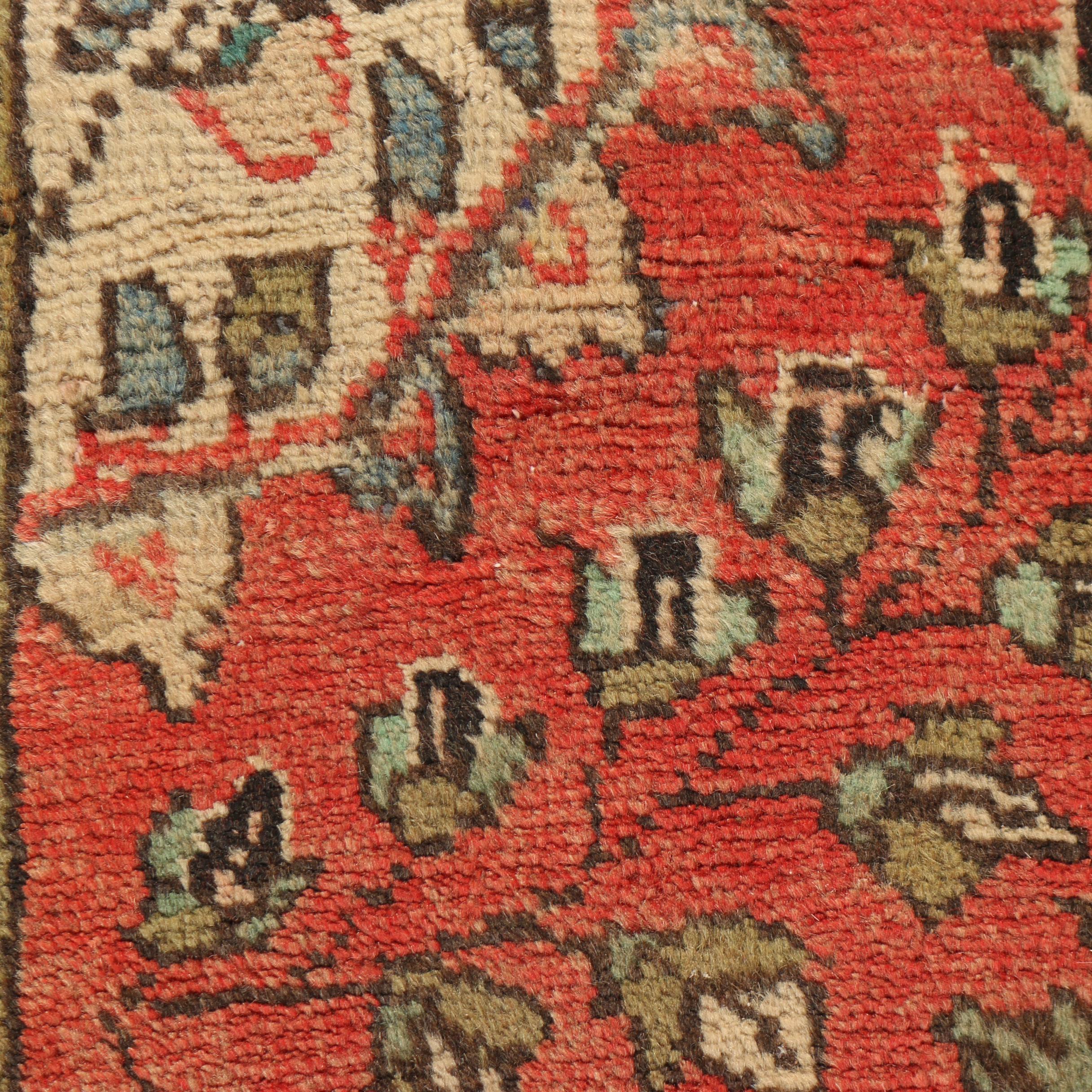Hand-Knotted Persian Yazd Wool Carpet Runner