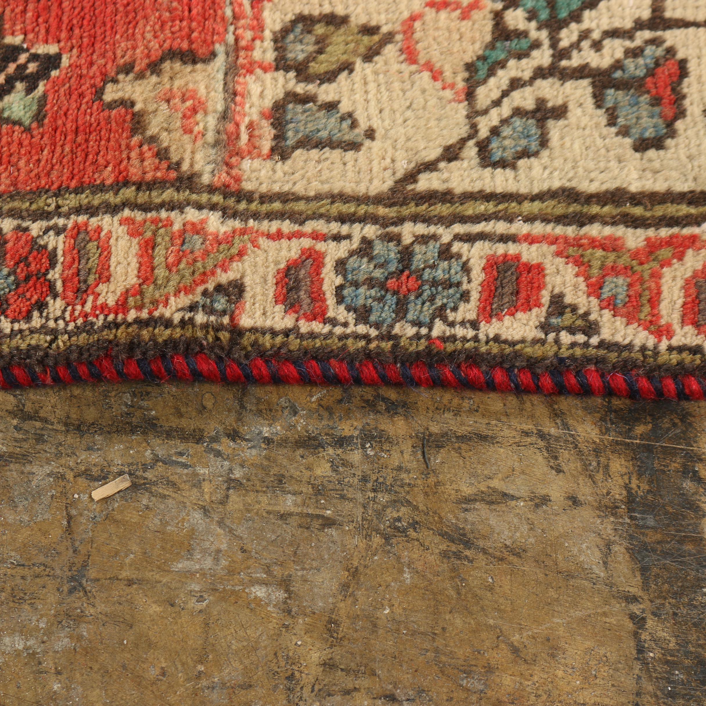 Hand-Knotted Persian Yazd Wool Carpet Runner