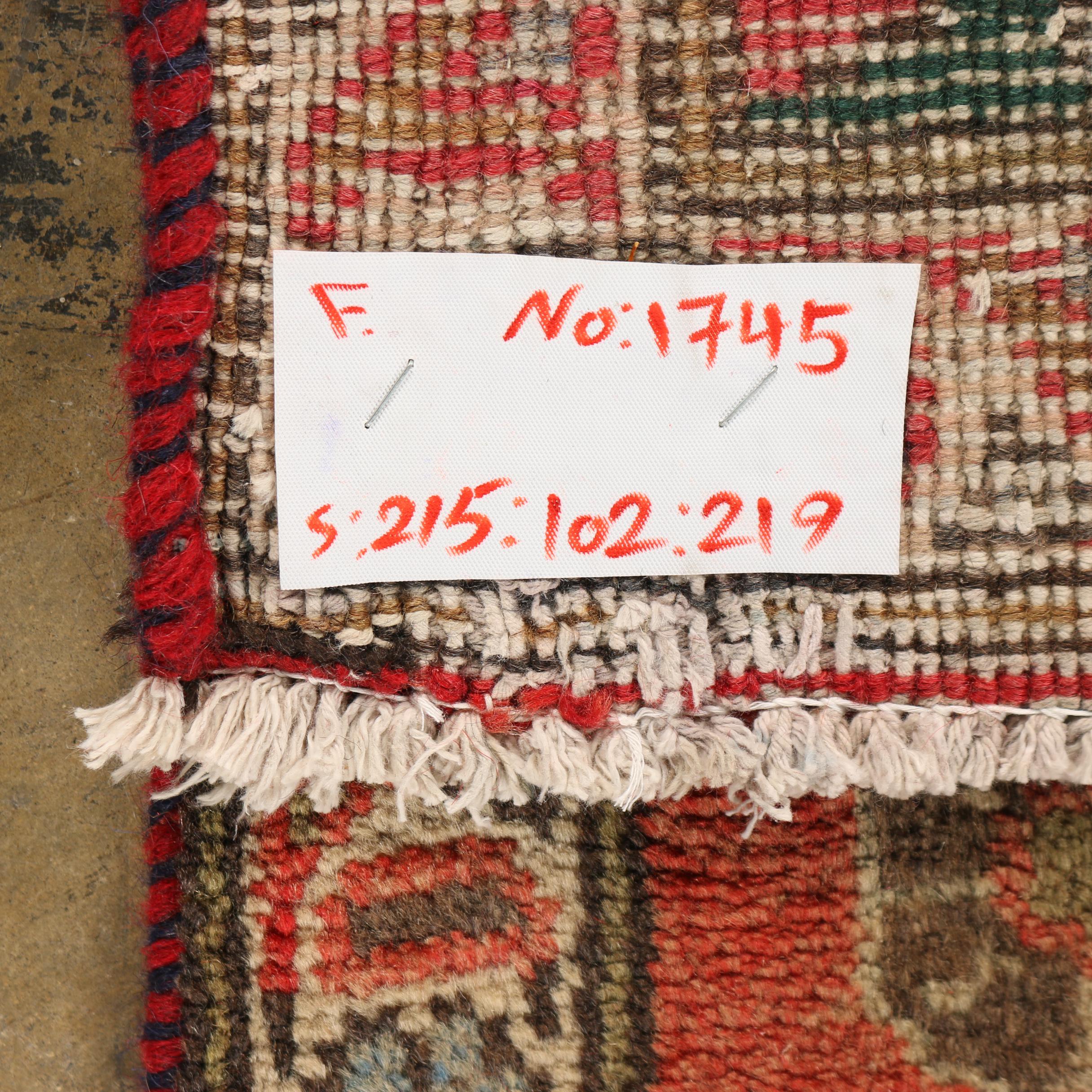 Hand-Knotted Persian Yazd Wool Carpet Runner
