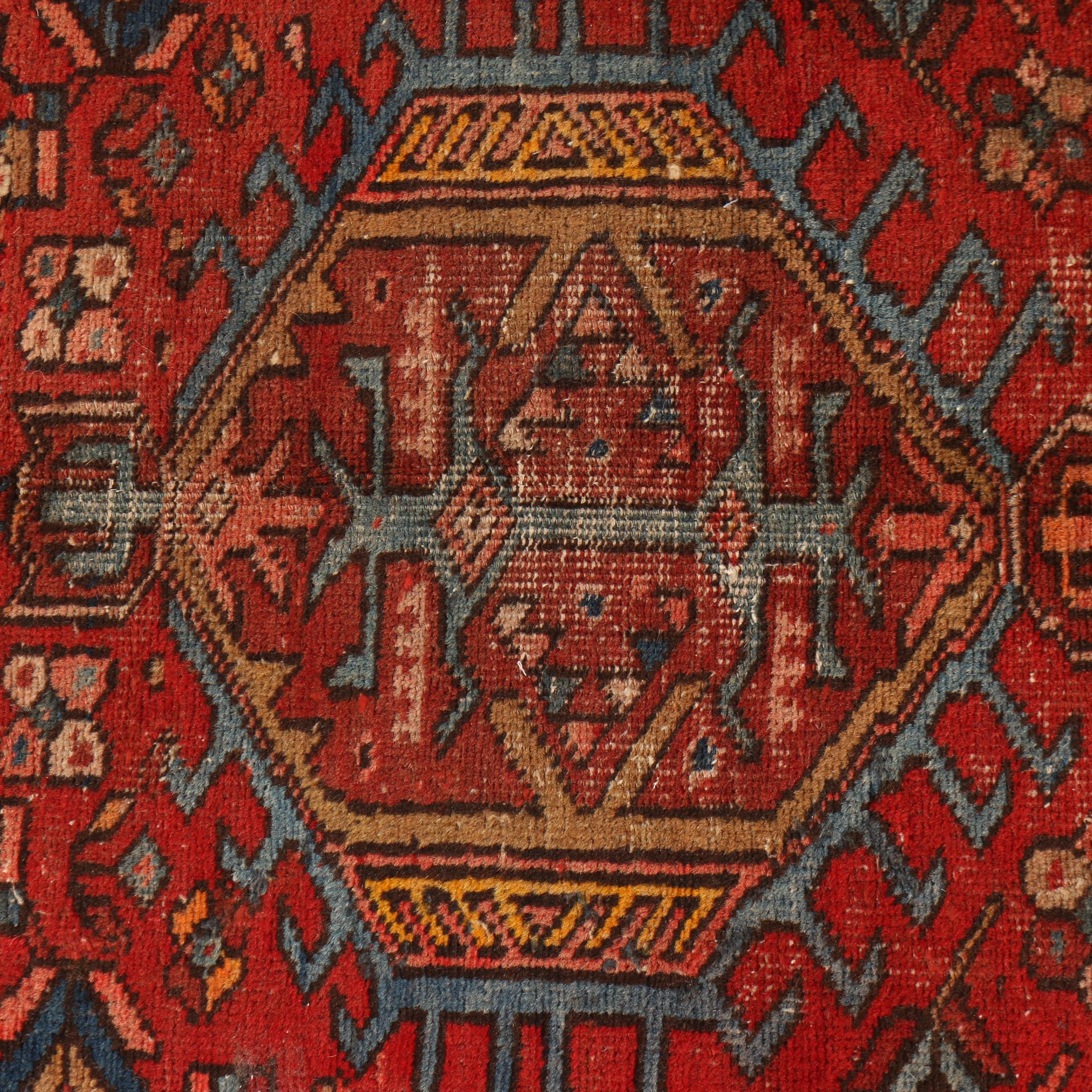 Hand-Knotted Persian Karaja Heriz Wool Carpet Runner