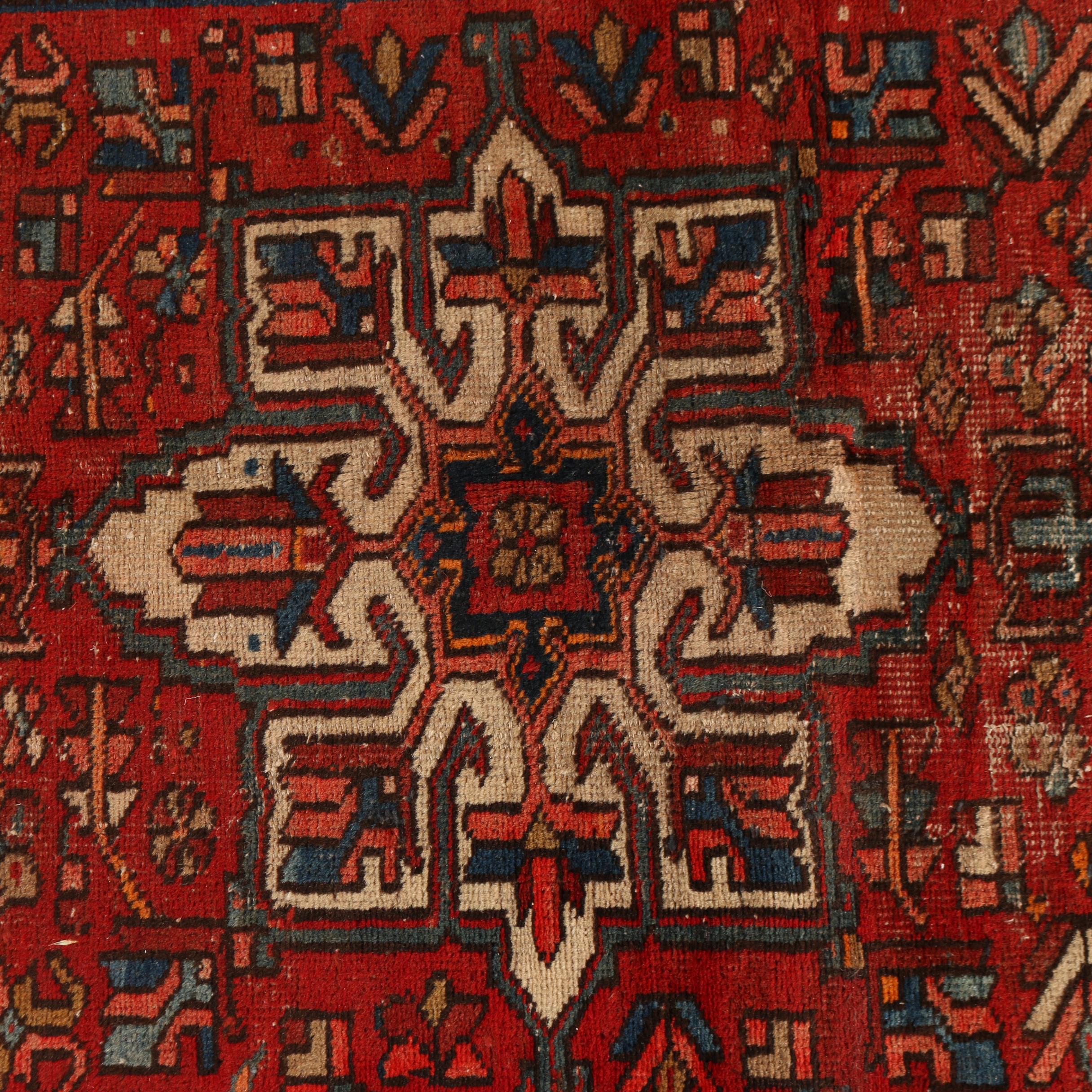 Hand-Knotted Persian Karaja Heriz Wool Carpet Runner
