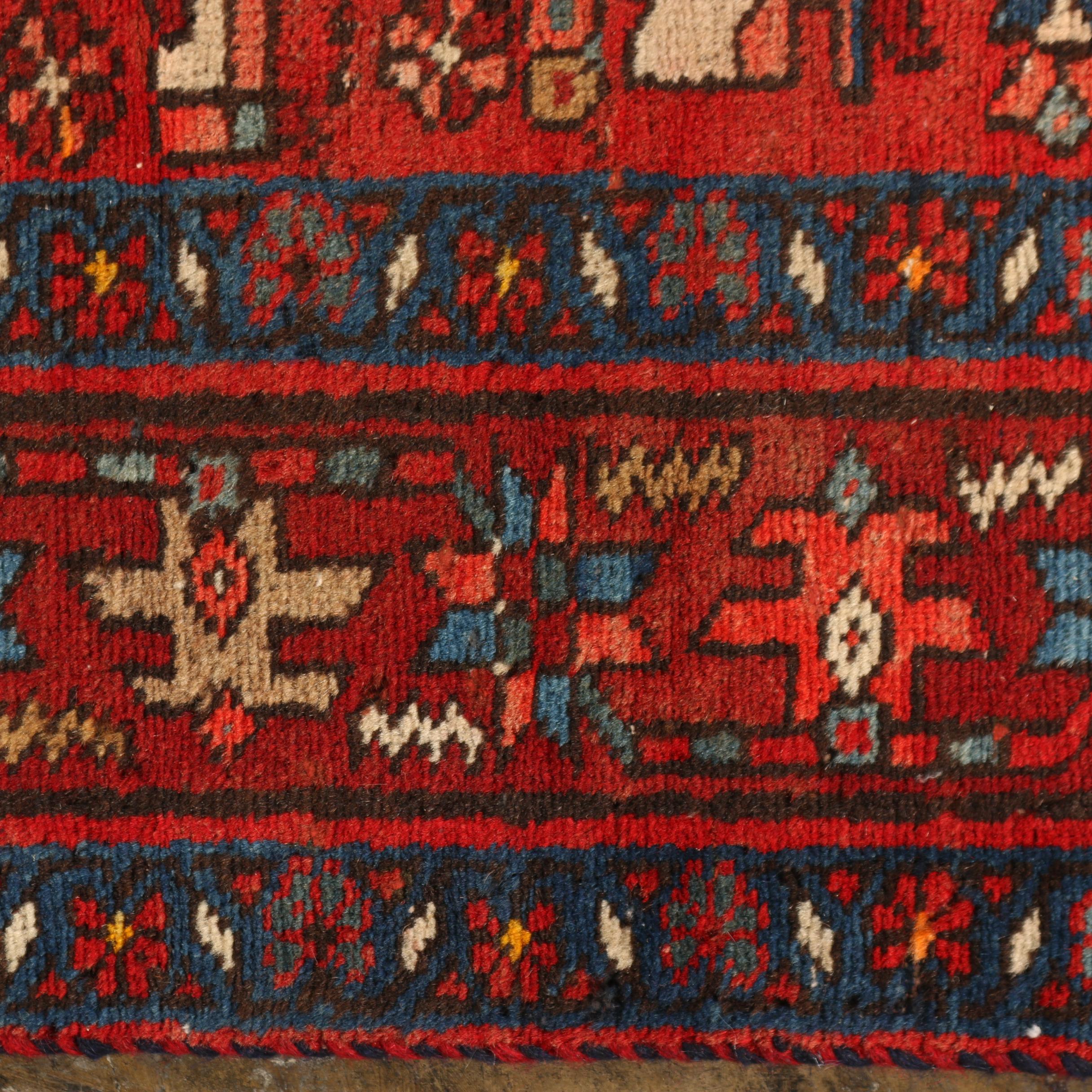 Hand-Knotted Persian Karaja Heriz Wool Carpet Runner