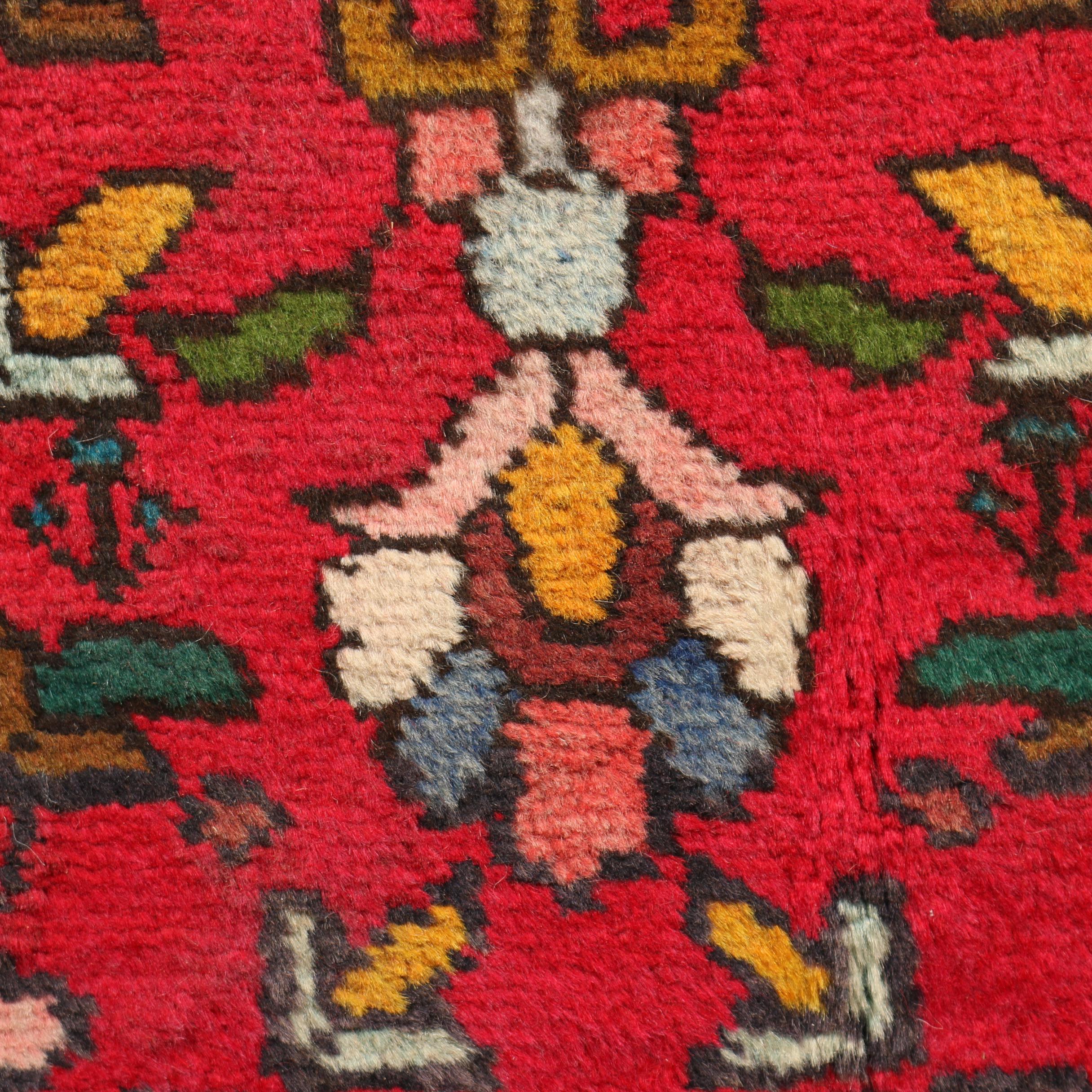 Hand-Knotted Persian Heriz Wool Carpet Runner