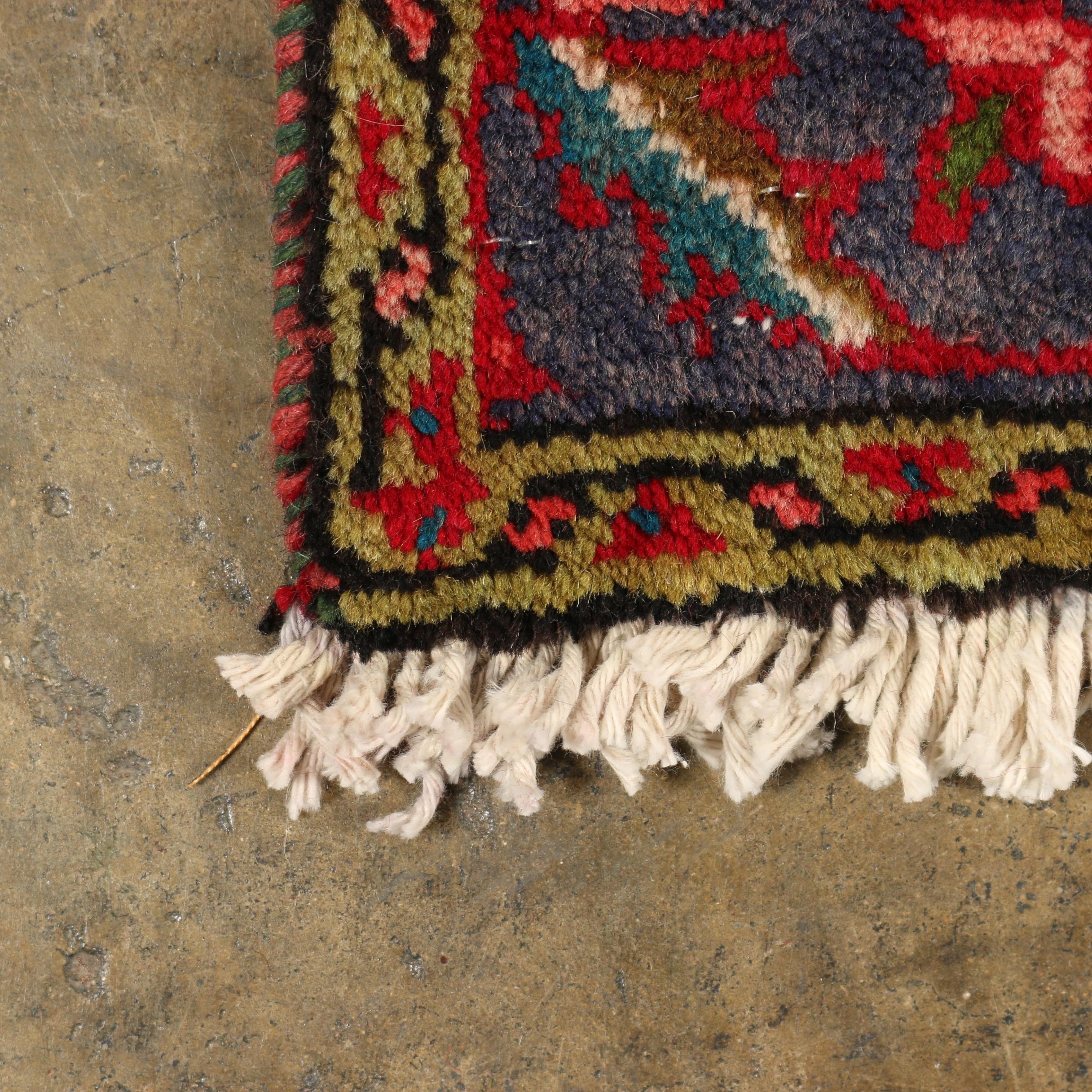Hand-Knotted Persian Heriz Wool Carpet Runner