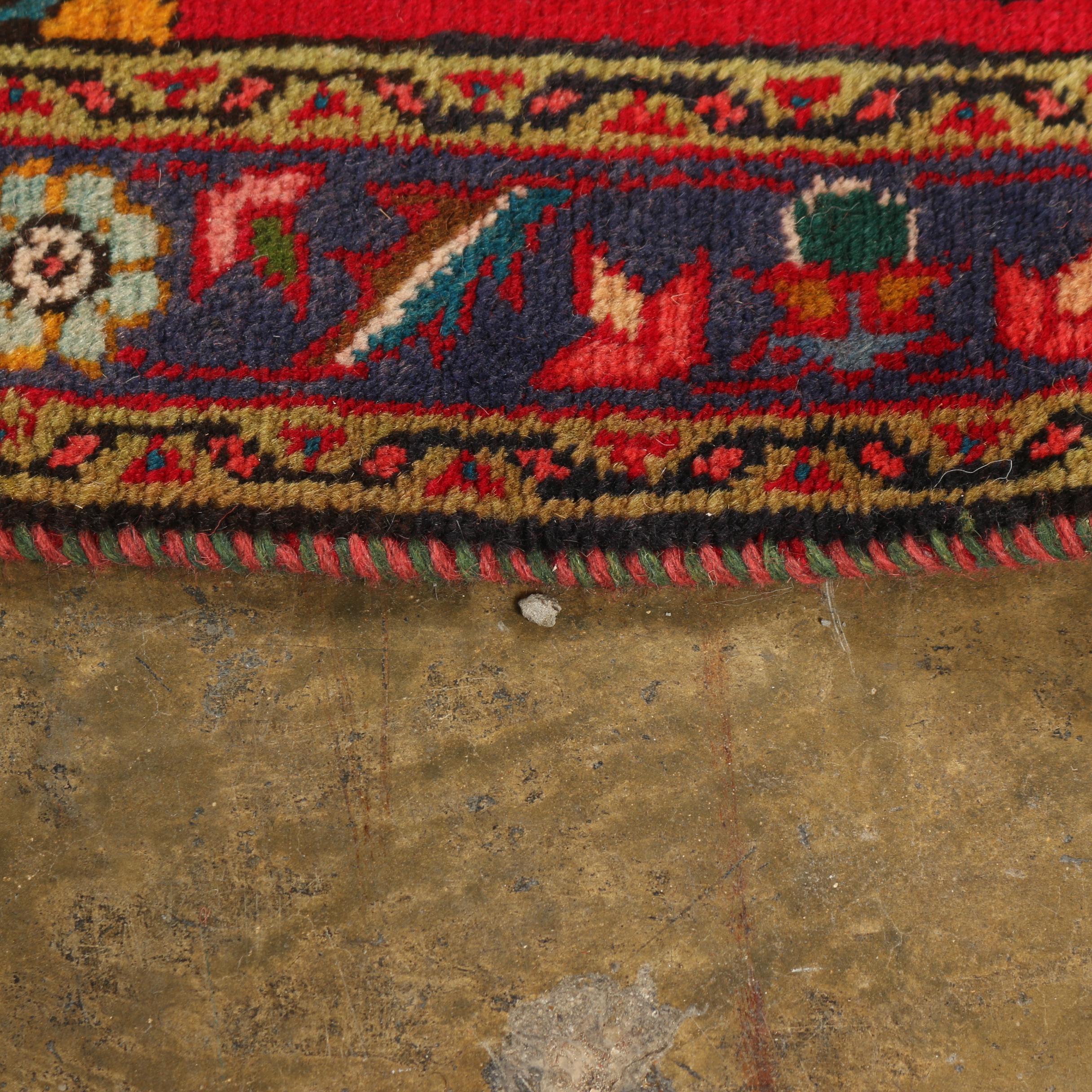 Hand-Knotted Persian Heriz Wool Carpet Runner