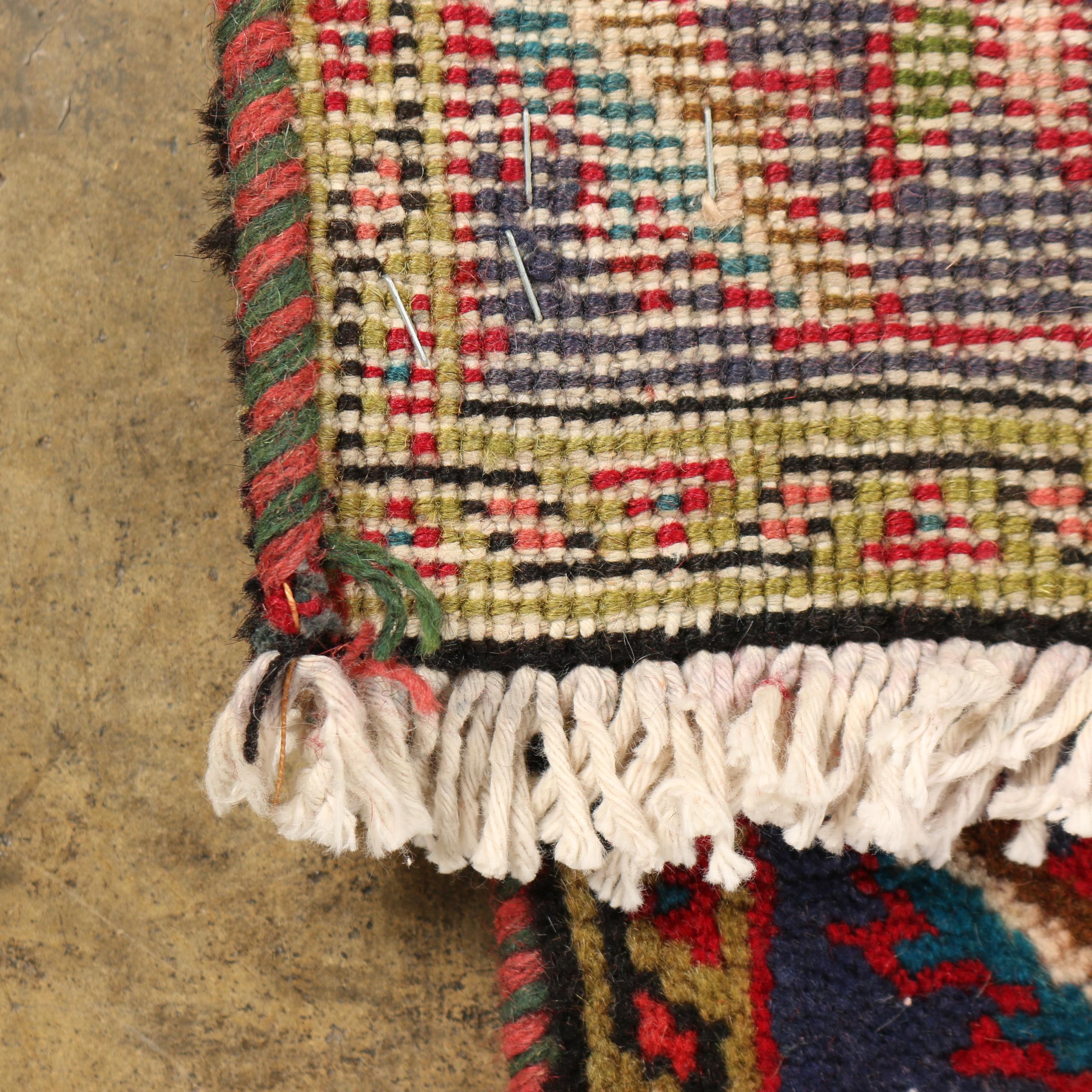 Hand-Knotted Persian Heriz Wool Carpet Runner