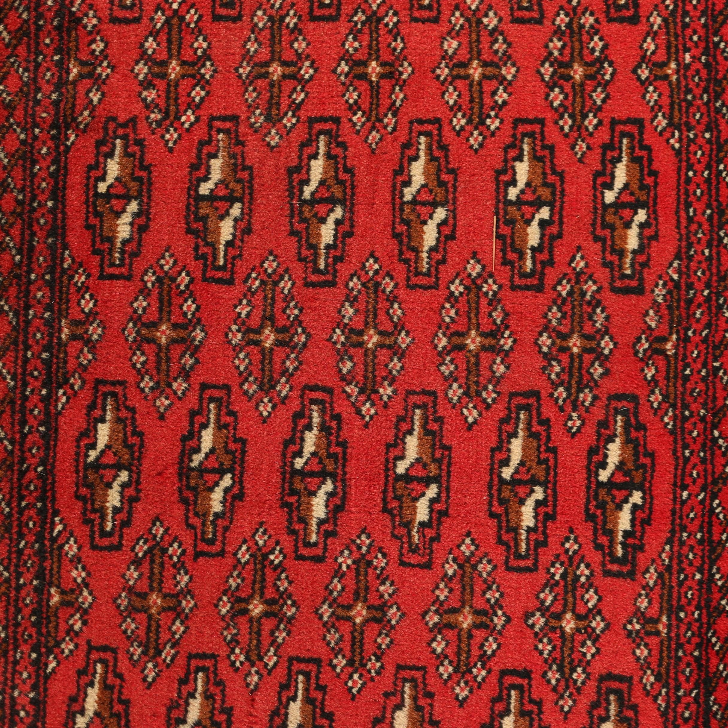 Hand- Knotted Persian Bokhara Wool Accent Rug