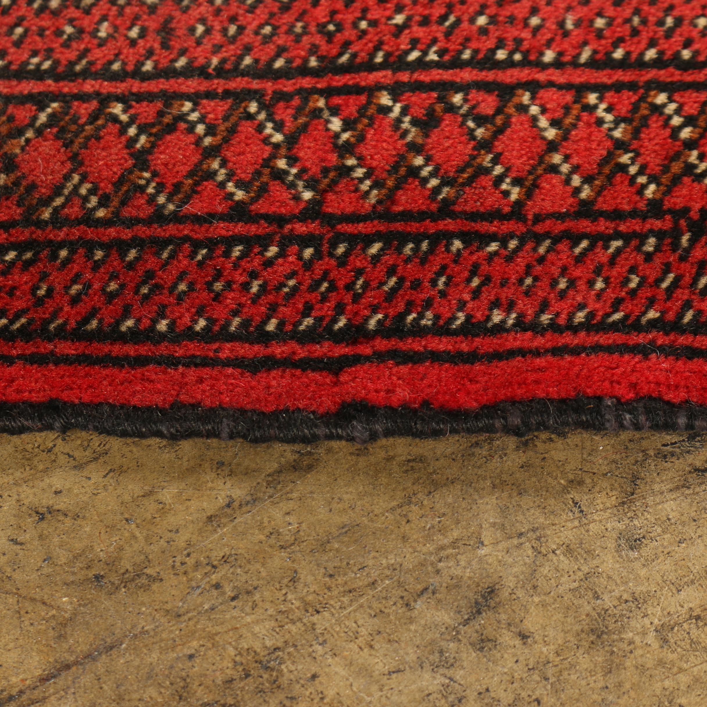 Hand- Knotted Persian Bokhara Wool Accent Rug
