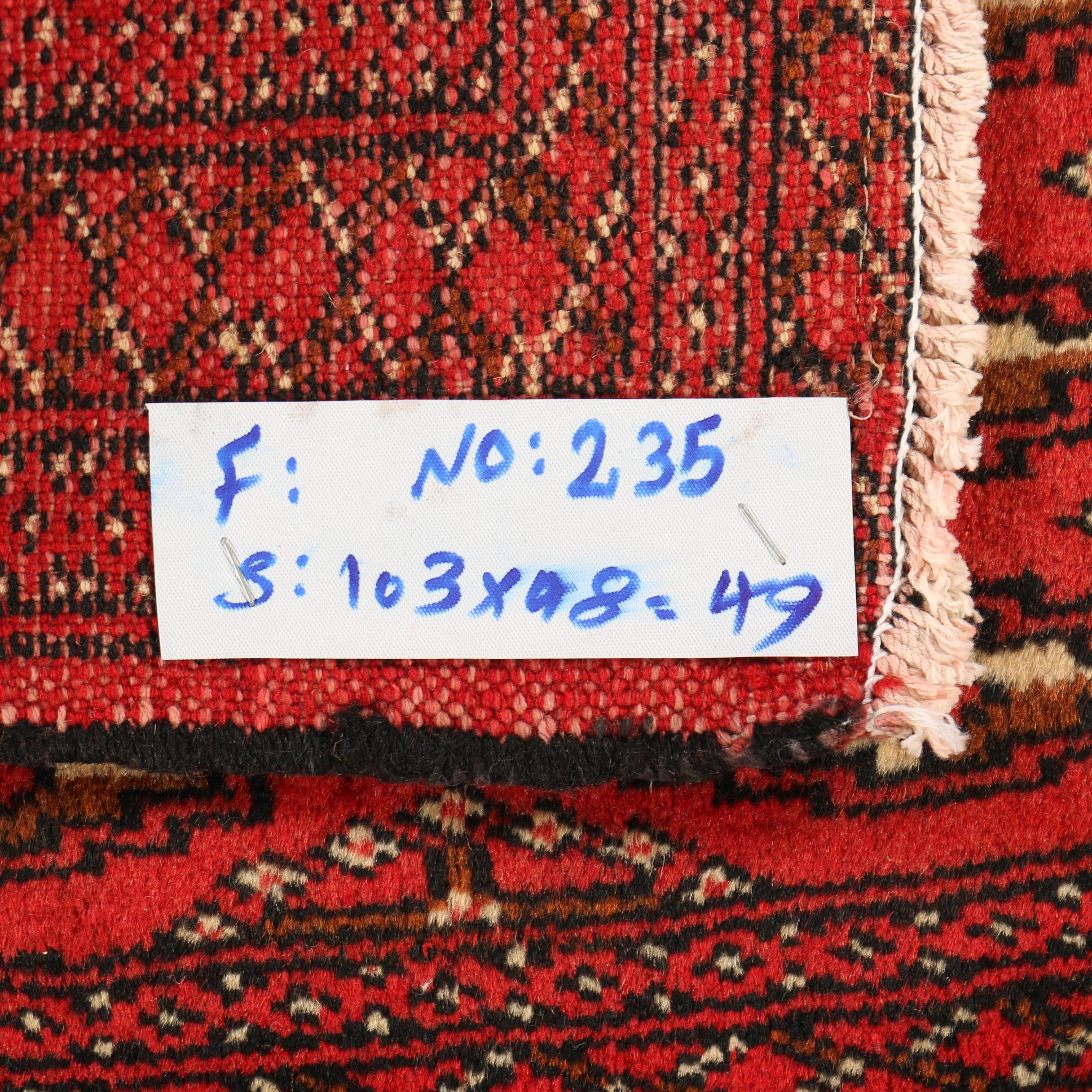 Hand- Knotted Persian Bokhara Wool Accent Rug