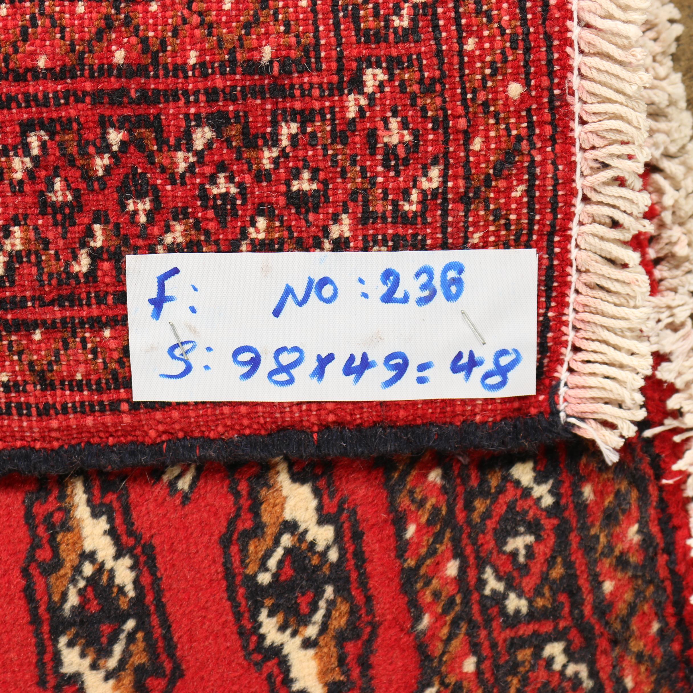 Hand-Knotted Persian Bokhara Wool Rug