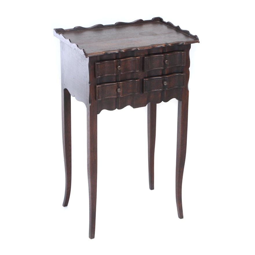 Louis XV Style Oak Four-Drawer Side Table, Early 20th Century