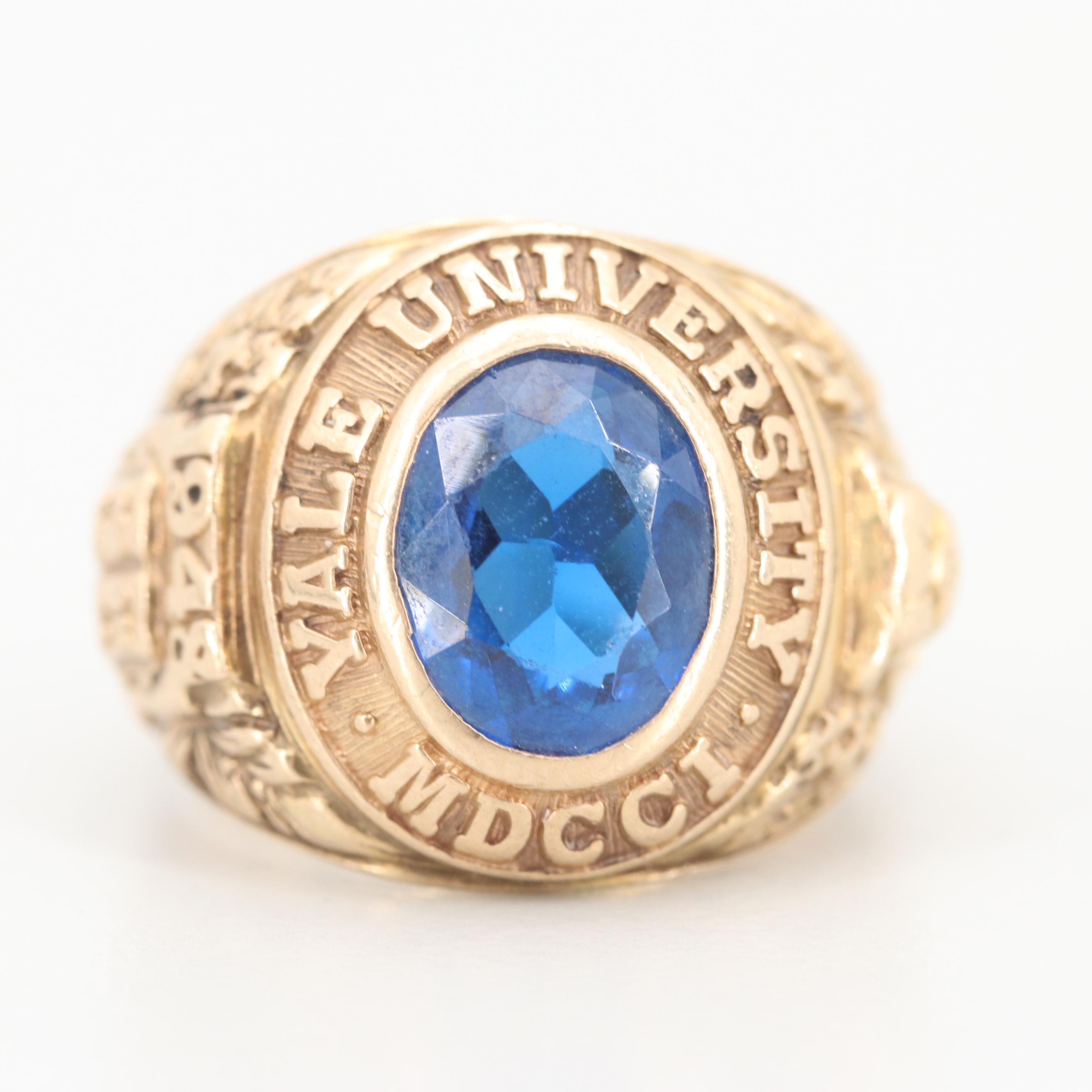 Yale Class of 1948 10K Yellow Gold Synthetic Sapphire Ring