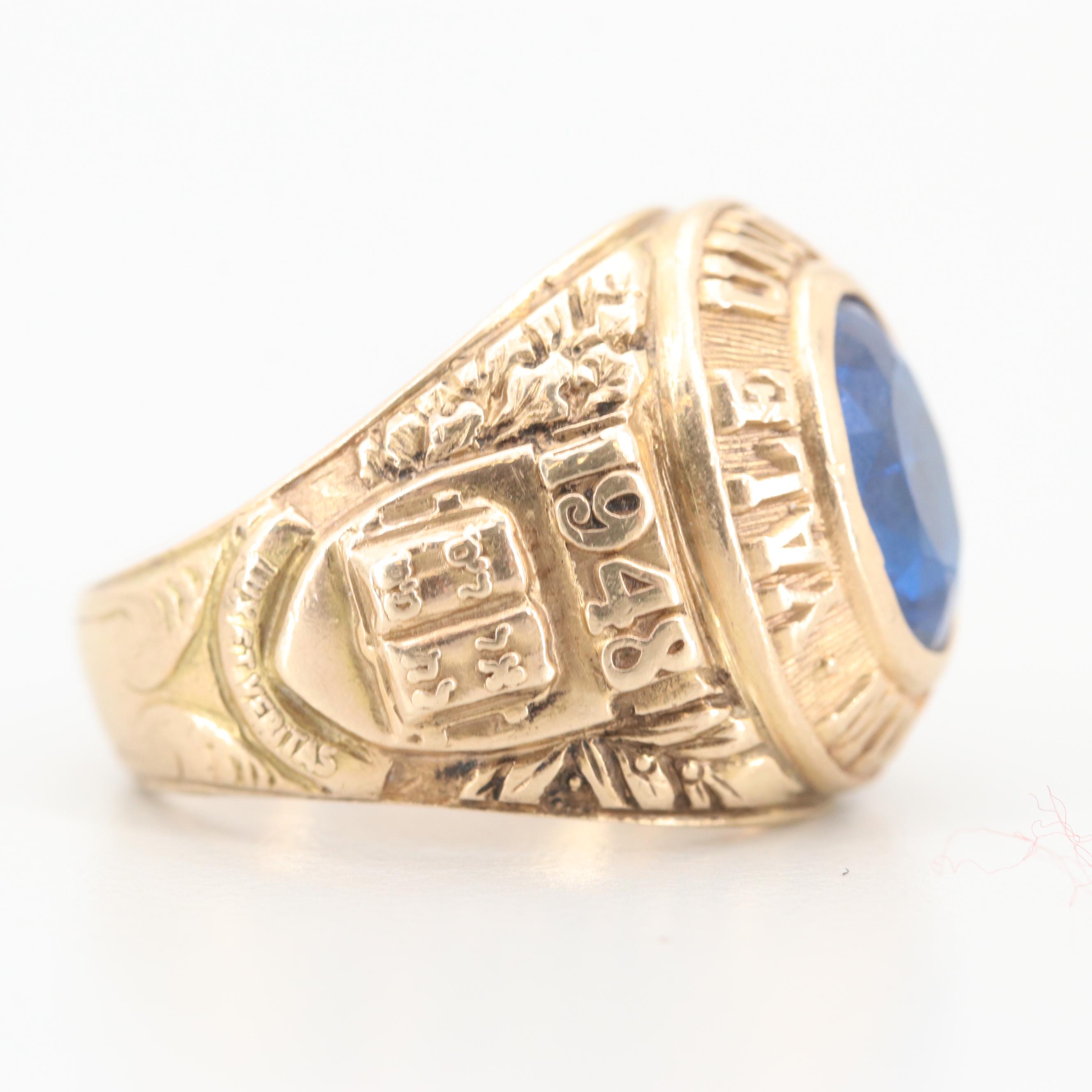 Yale Class of 1948 10K Yellow Gold Synthetic Sapphire Ring
