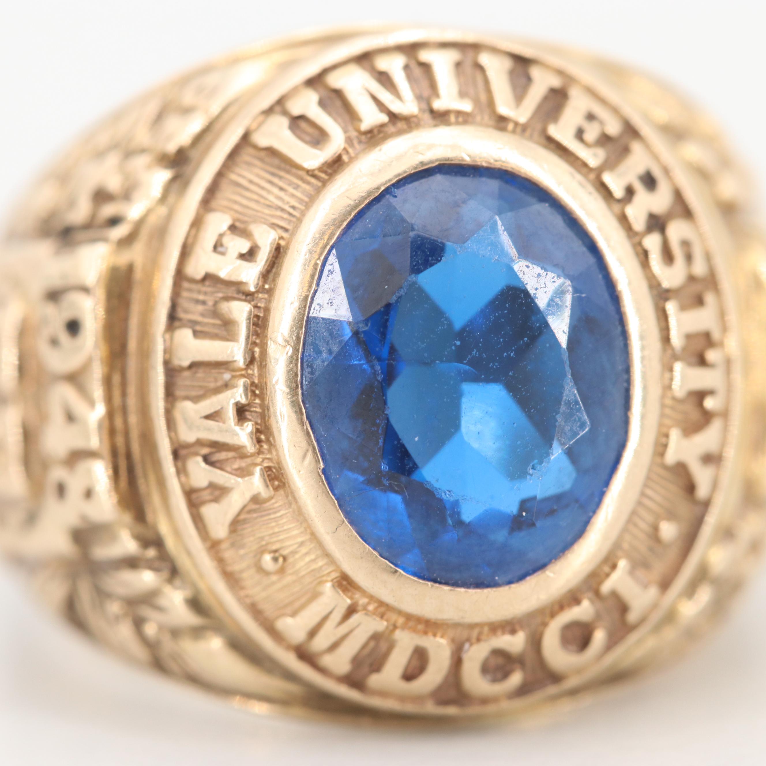 Yale Class of 1948 10K Yellow Gold Synthetic Sapphire Ring