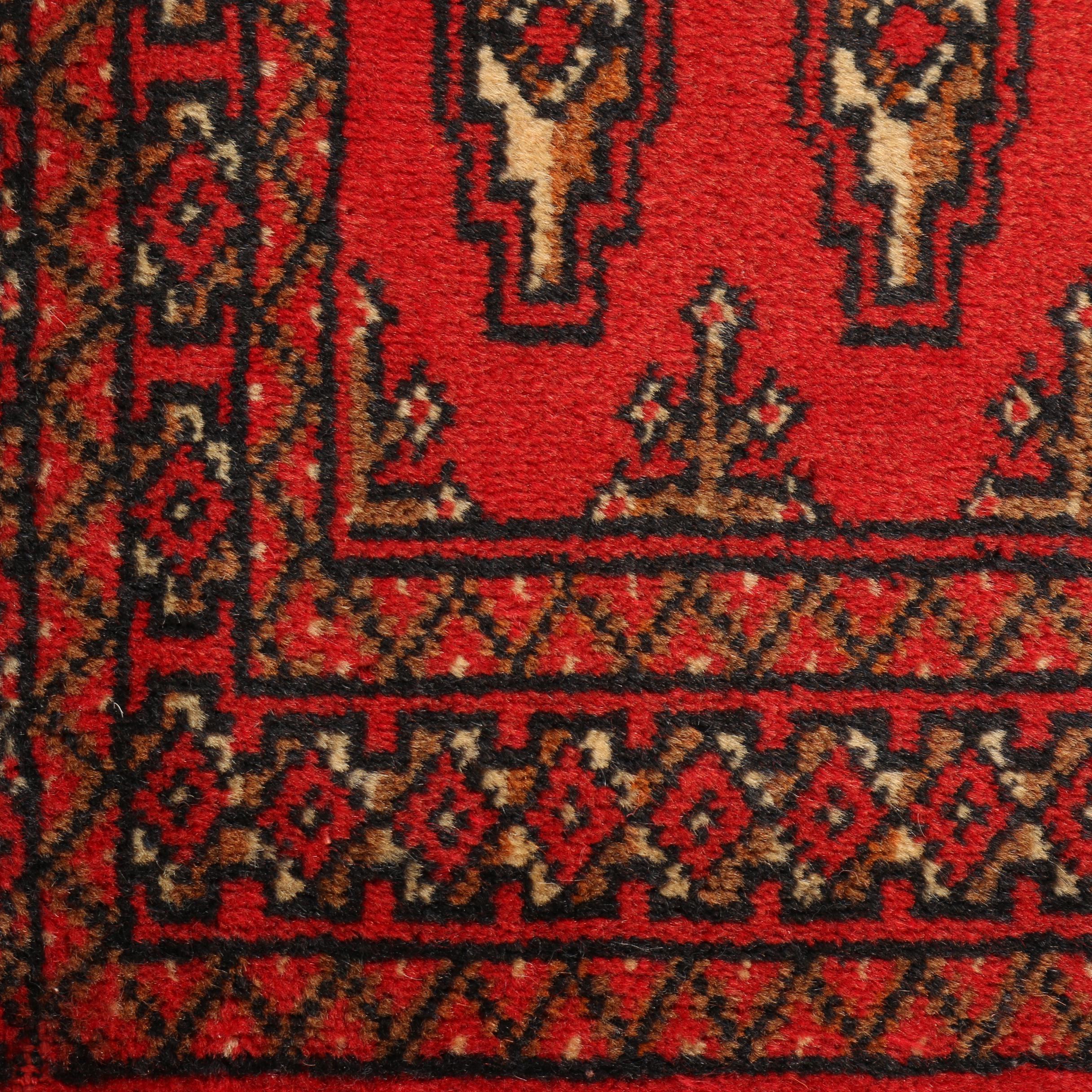Hand-Knotted Persian Bokhara Wool Rug