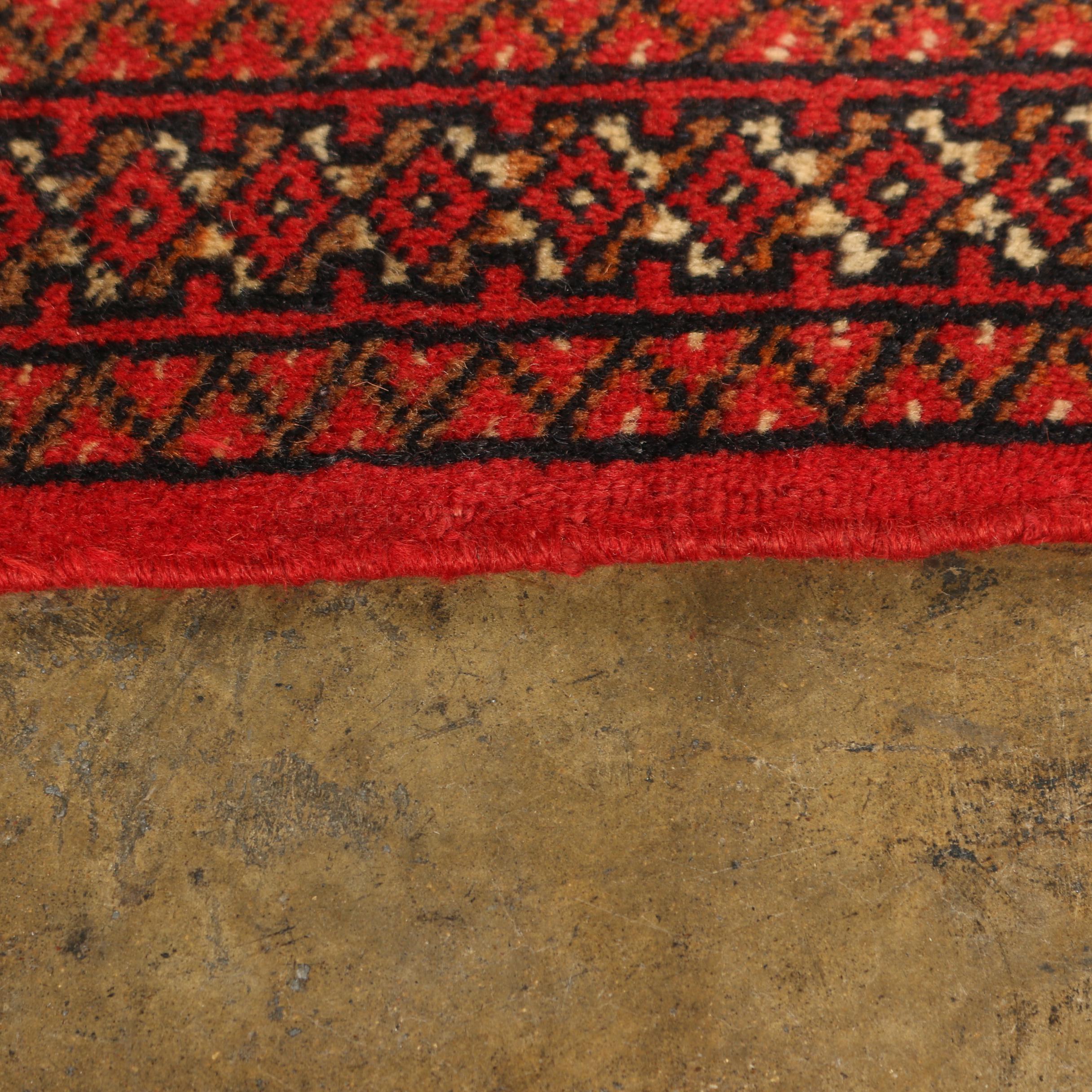 Hand-Knotted Persian Bokhara Wool Rug