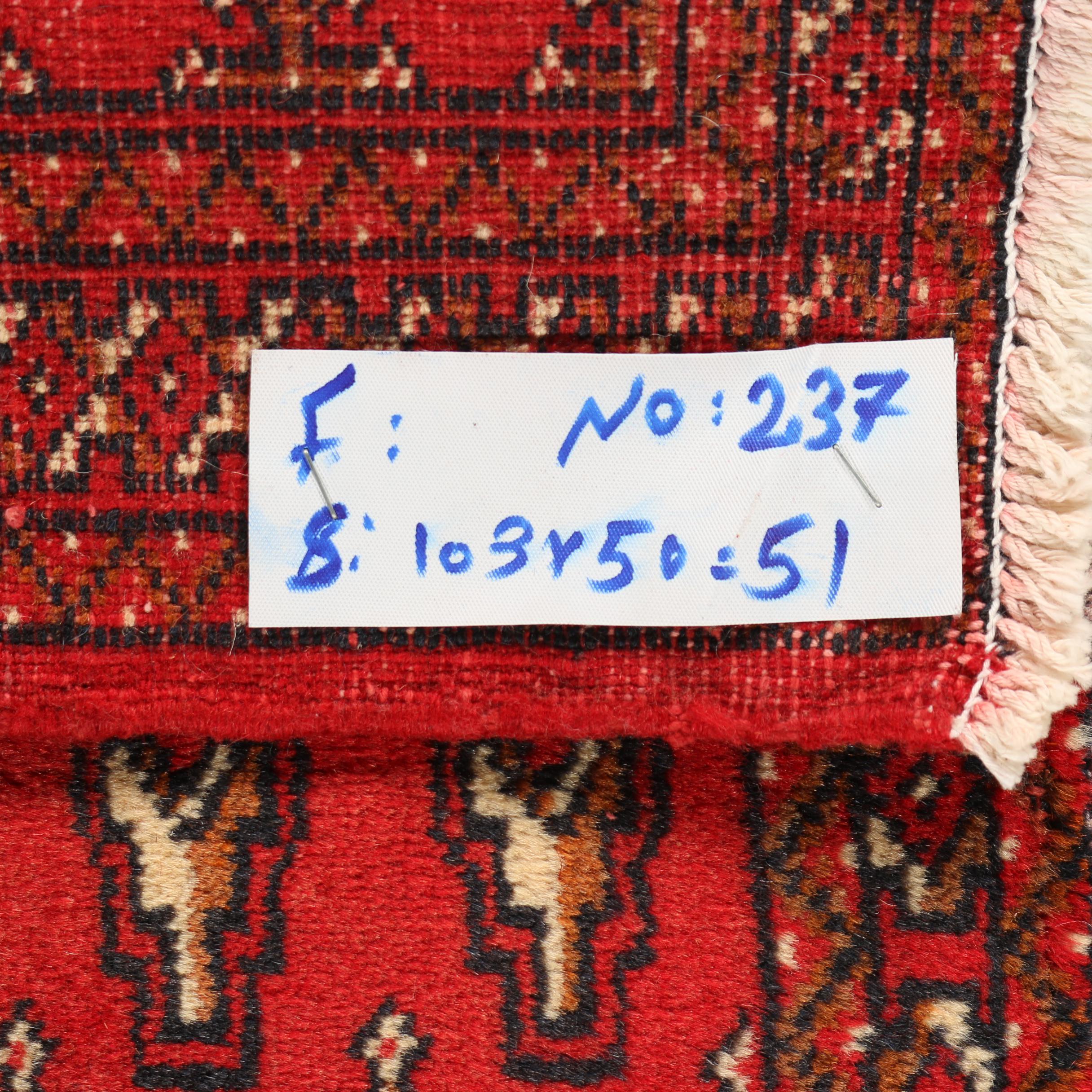 Hand-Knotted Persian Bokhara Wool Rug