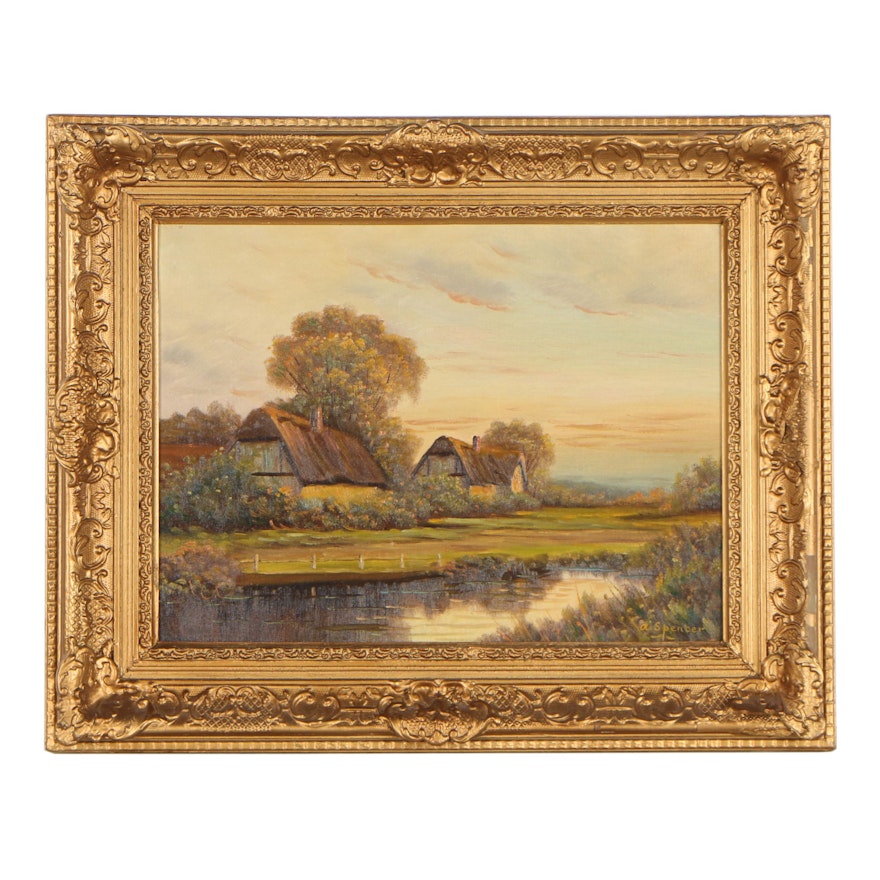 Augustus Spencer Oil Painting of Rural Landscape