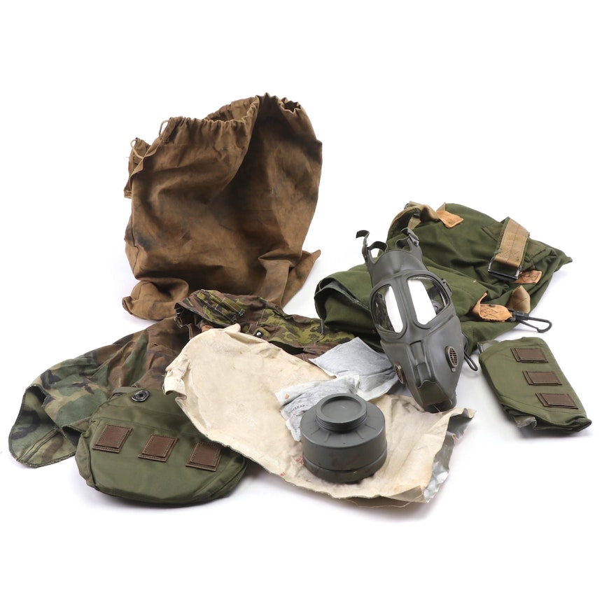 U.S. Military Supplies including Gas Mask, circa 1960s