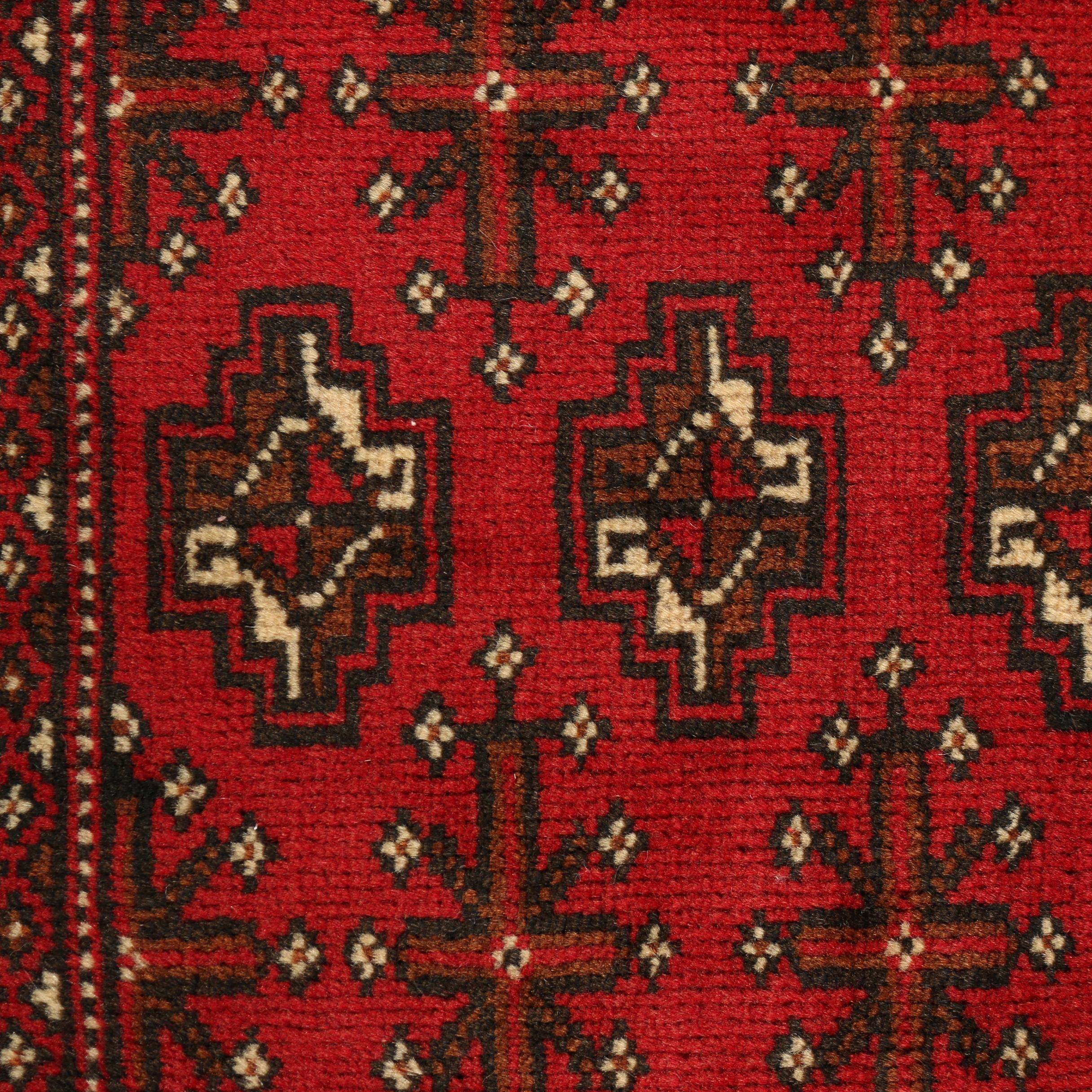 Hand-Knotted Persian Bokhara Wool Accent Rug