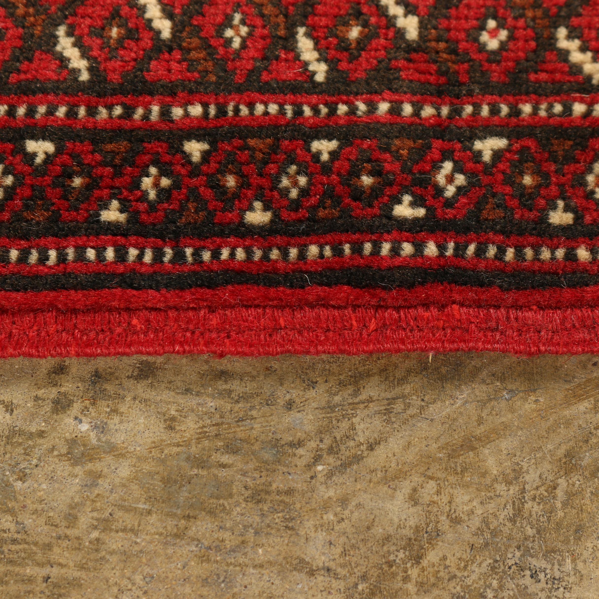 Hand-Knotted Persian Bokhara Wool Accent Rug