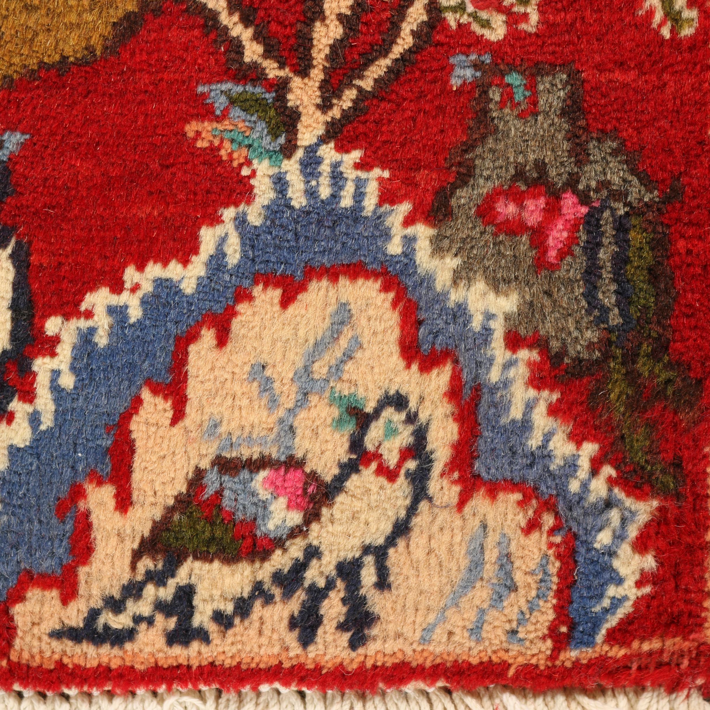 Hand-Knotted Persian Pictorial Wool Accent Rug