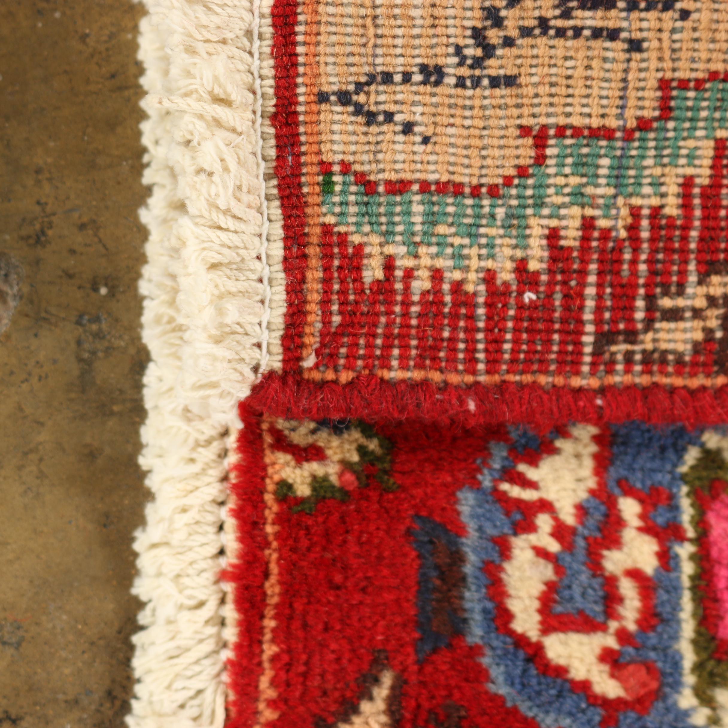 Hand-Knotted Persian Pictorial Wool Accent Rug
