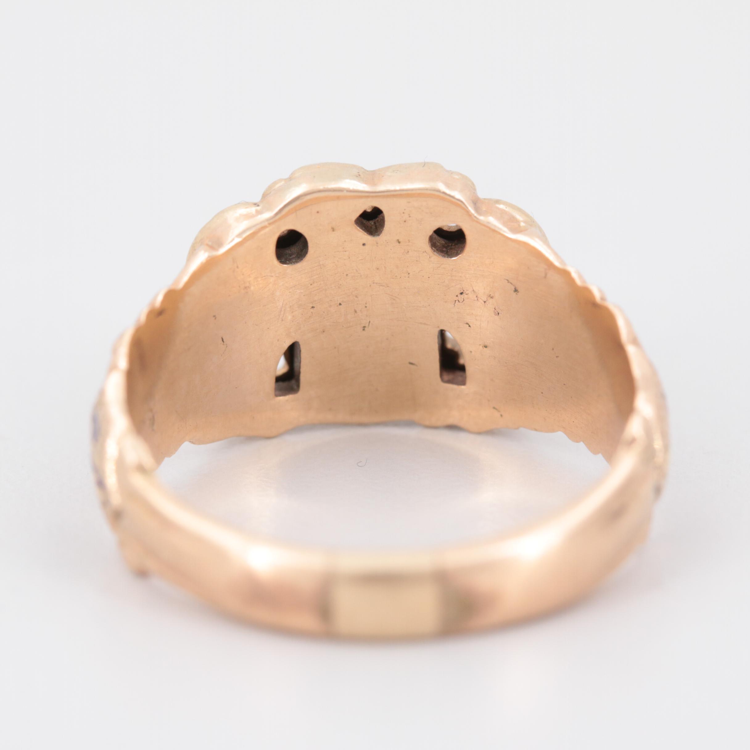 10K Rose Gold Enamel Fraternal Order Ring